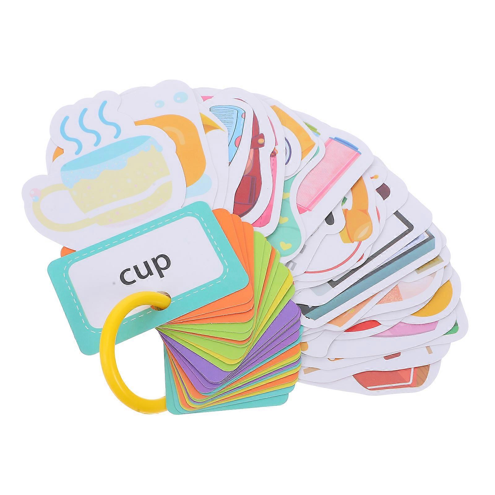 60Pcs Toddler Flash For Picture Recognition English Learning Multi Colored For Giving