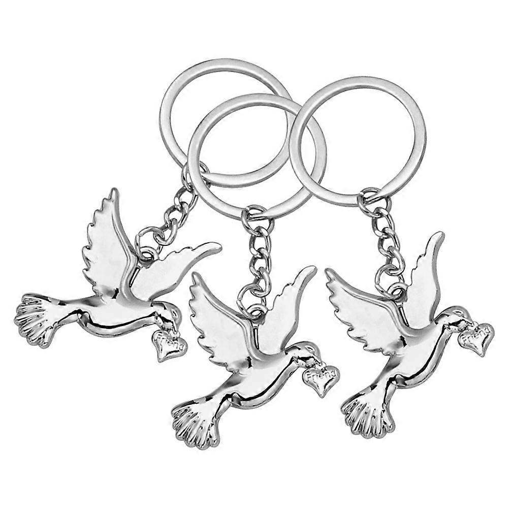 Metal Dove Keychains for Decorative Use 9Pcs Silver Zinc Alloy Key Rings