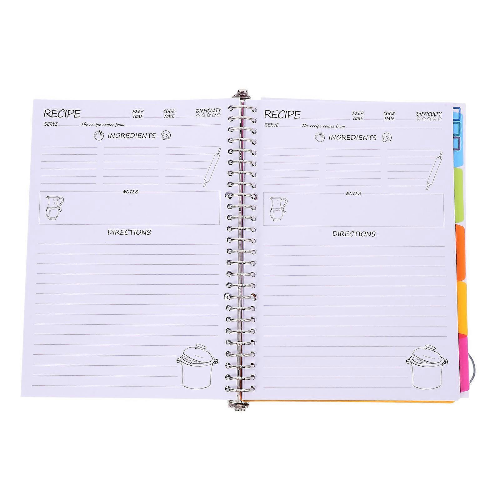 Recipe Planning Notebook for Recipe Writing 2Pcs Paper and Plastic