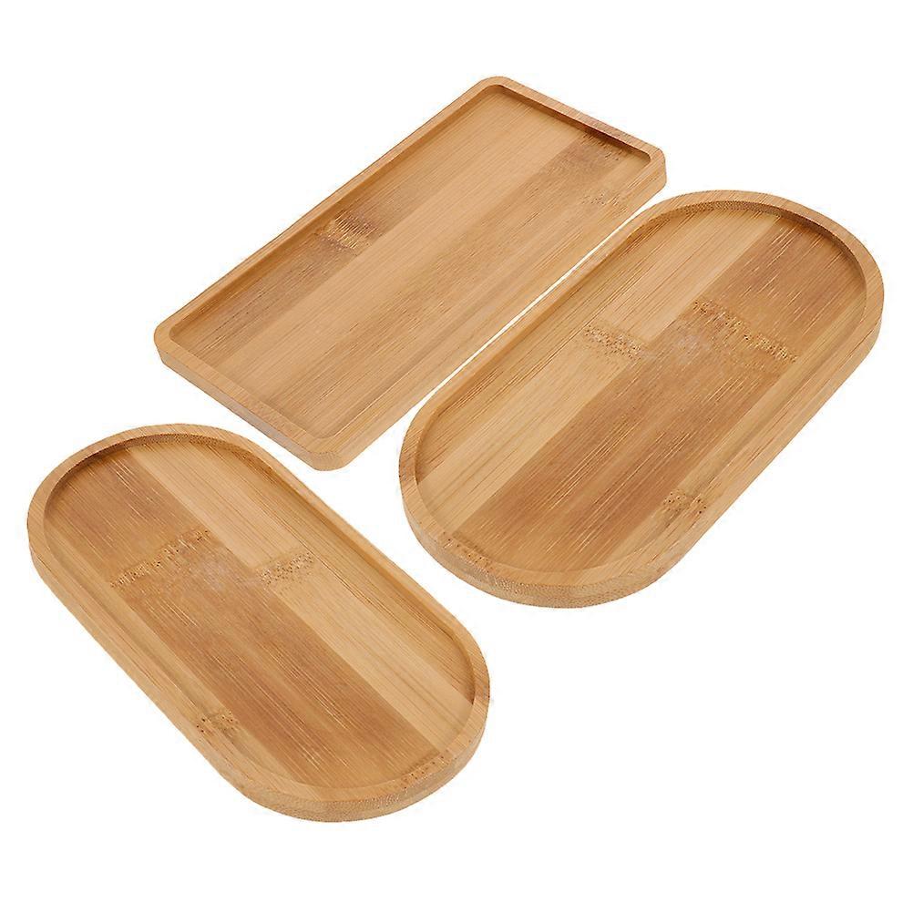 Rectangle Wood Serving Tray for Serving 6Pcs Light Brown Tray