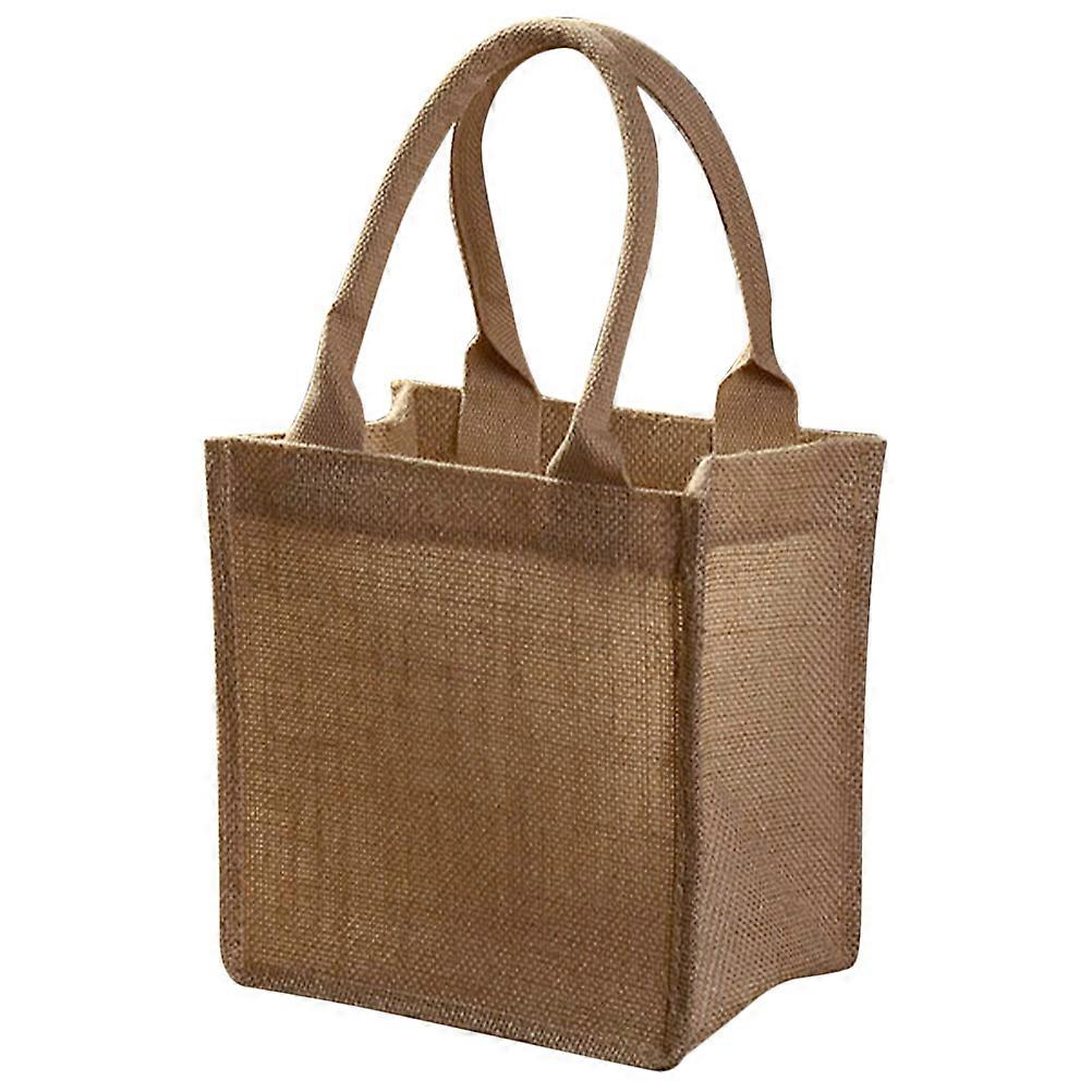 Light Brown Jute Tote Bag 2Pcs Reusable Burlap Tote for Shopping
