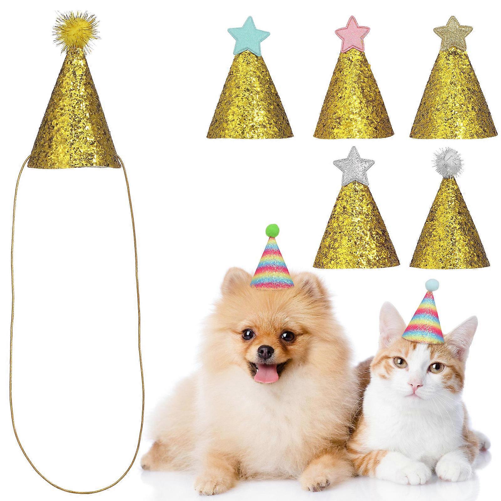 Cat Birthday Hats Multi Fabric Pet Headwear for 24Pcs