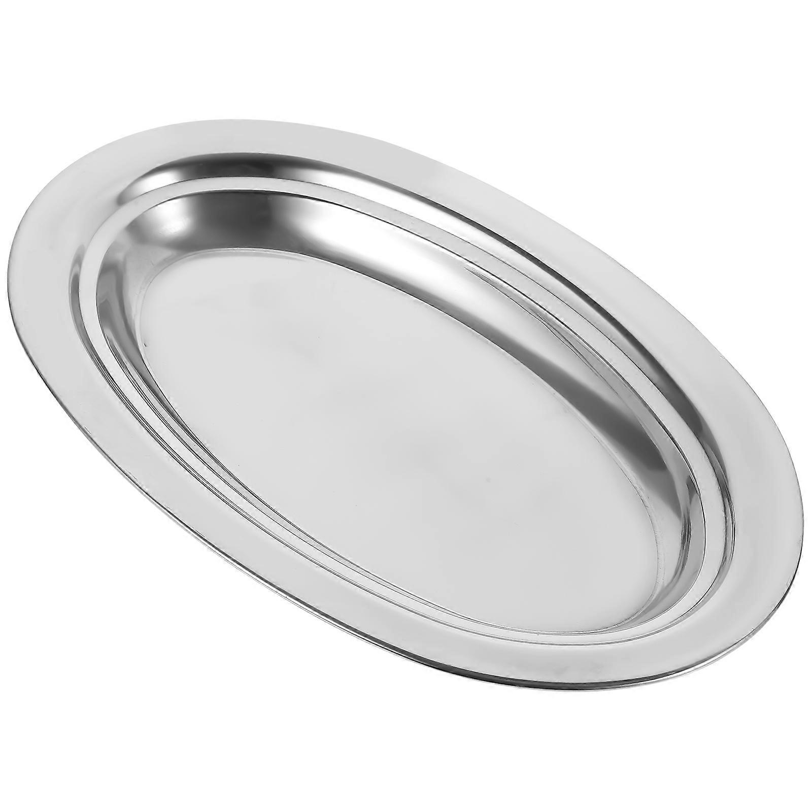 Stainless Steel Snack Plate Designed For Theme Parties And Serving Steak With Elegant Smooth Surface 1Pcs