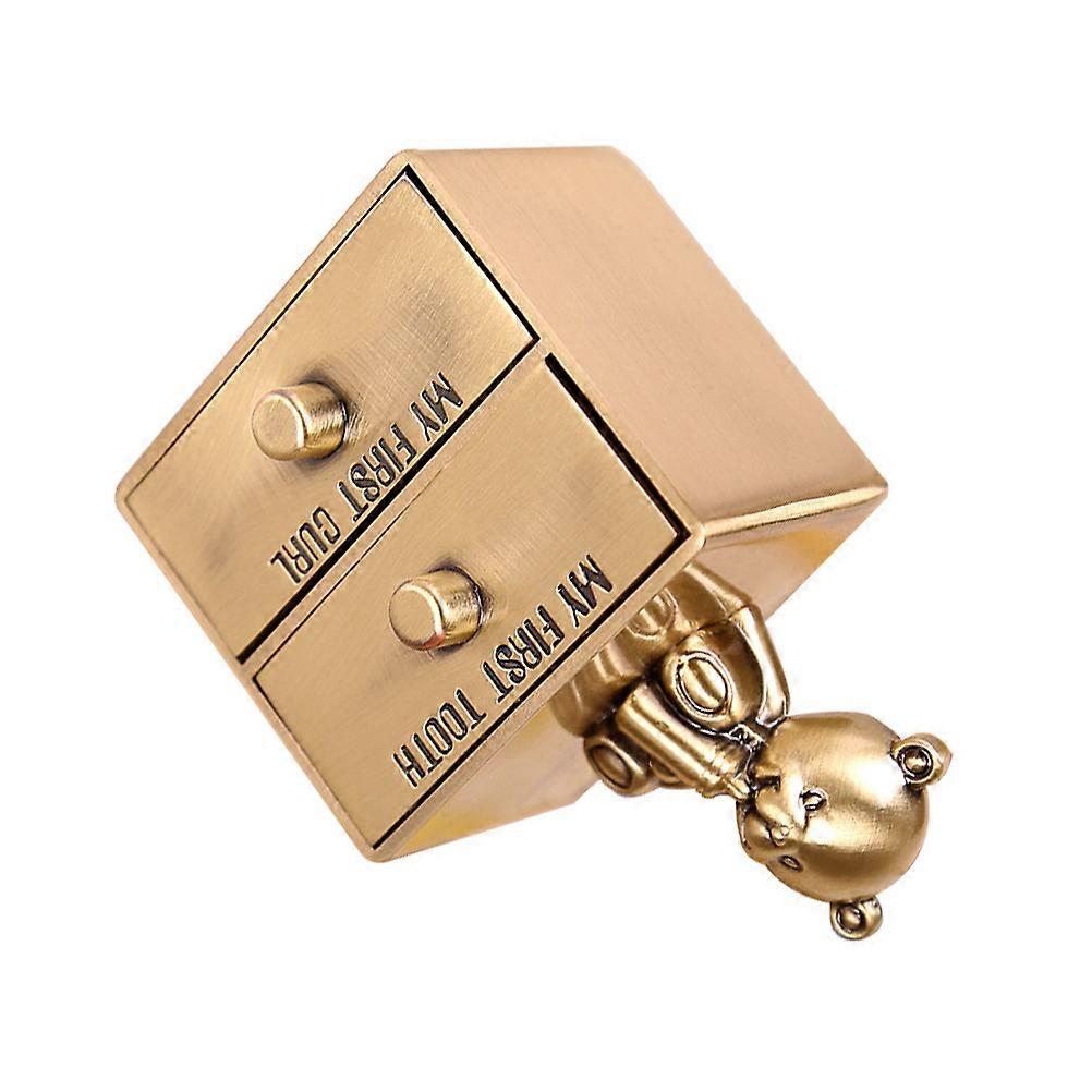 Gold Tooth Box Metal Baby Tooth Storage Box for Storage Keepsake
