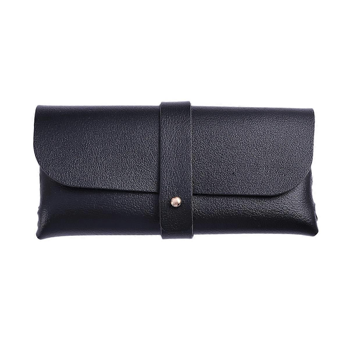 PVC Glasses Cover Buckle Clamshell for Storage Black 3Pcs