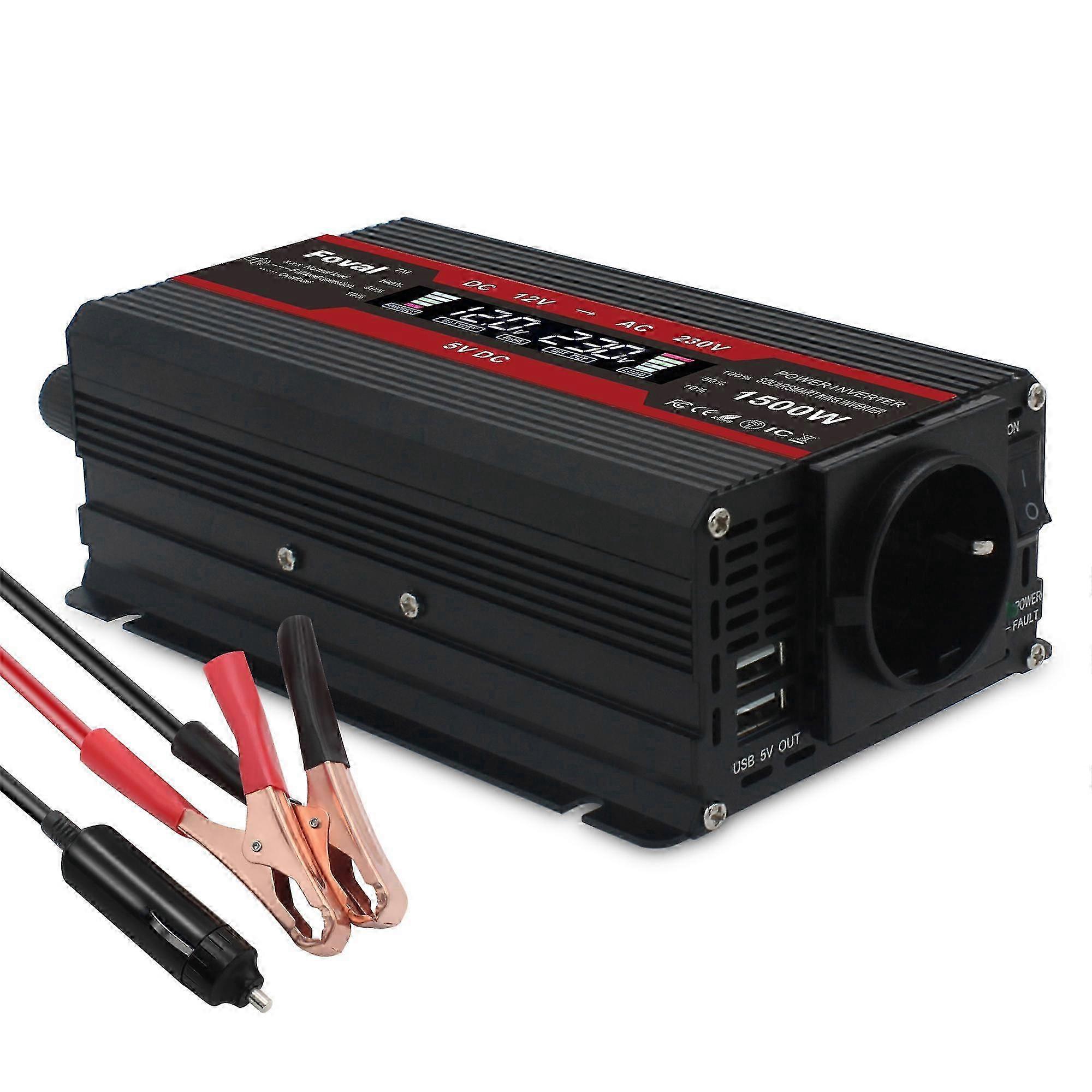 2025 2600W/2000W/1500W (Peak) 12V to 230V 1000W/800W/500W Power Rating Car Power Inverter With LCD Display Suitable For Vehicles Cars RV Trucks