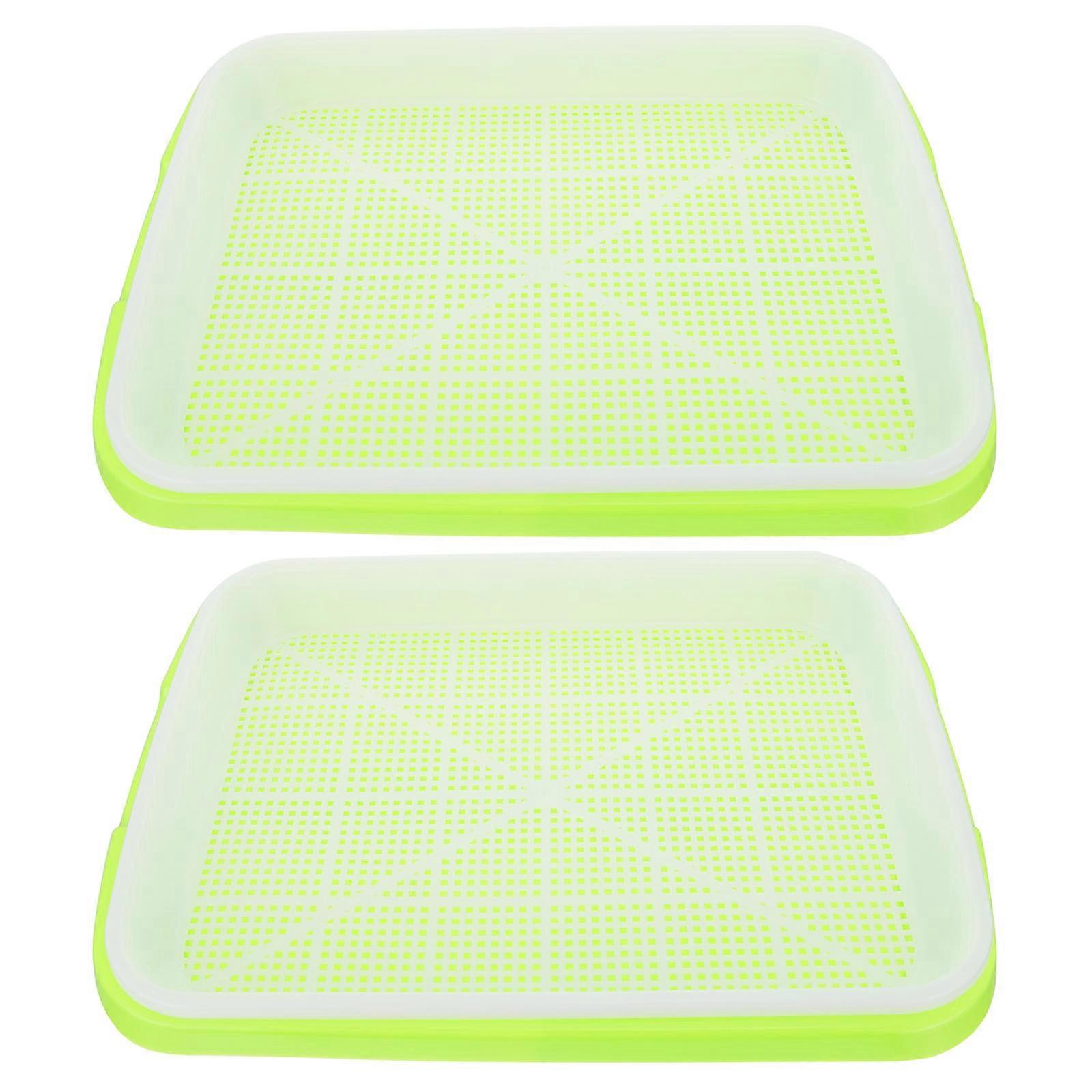 Sprouting Tray 4 Sets Designed For Plant Cultivation 34X26CM Green Rectangular Seedlings Box Made Of Safe Plastic