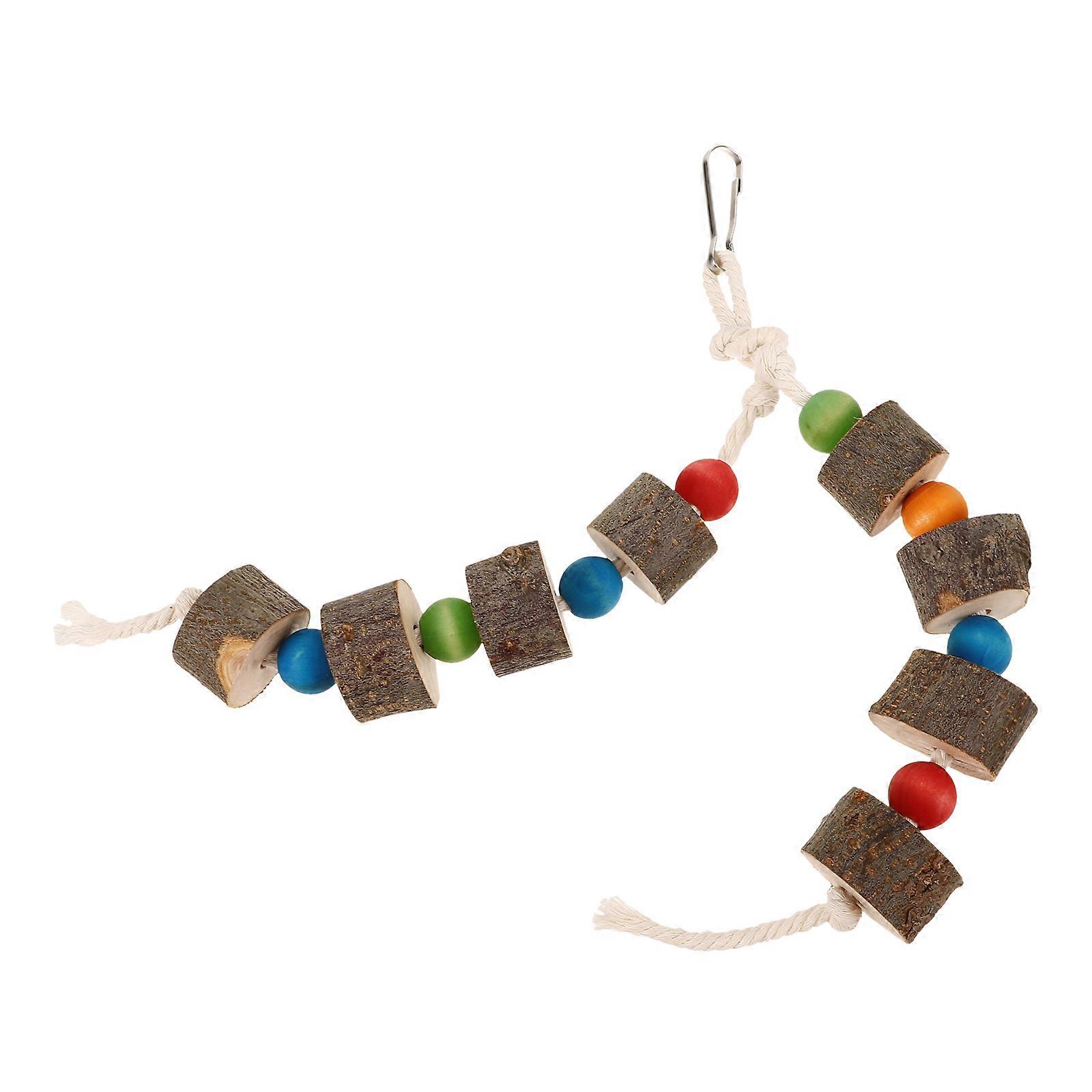 Suspending Parrot Toy 5Pcs Wooden Bird Chew Toy Ideal For Parrots And Hamsters In Bird Cage