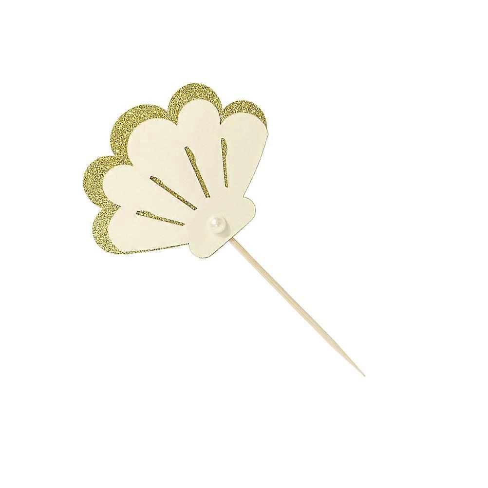 Egg Cake Insert Cards Seashell Seaweed Cake Picks Decoration 12Pcs