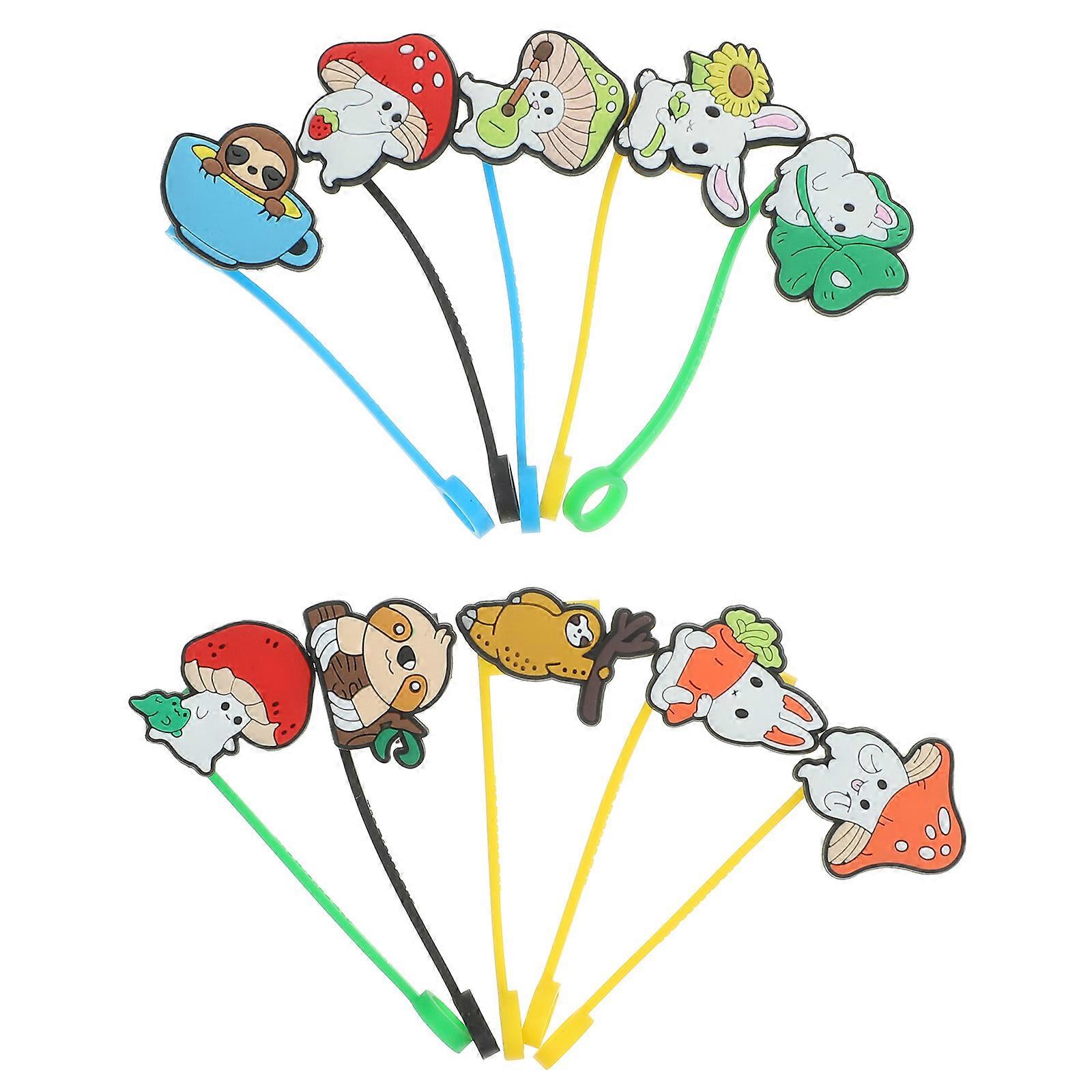 Protective Straw Cover Straw Tips Cover Cartoon 50Pcs Set