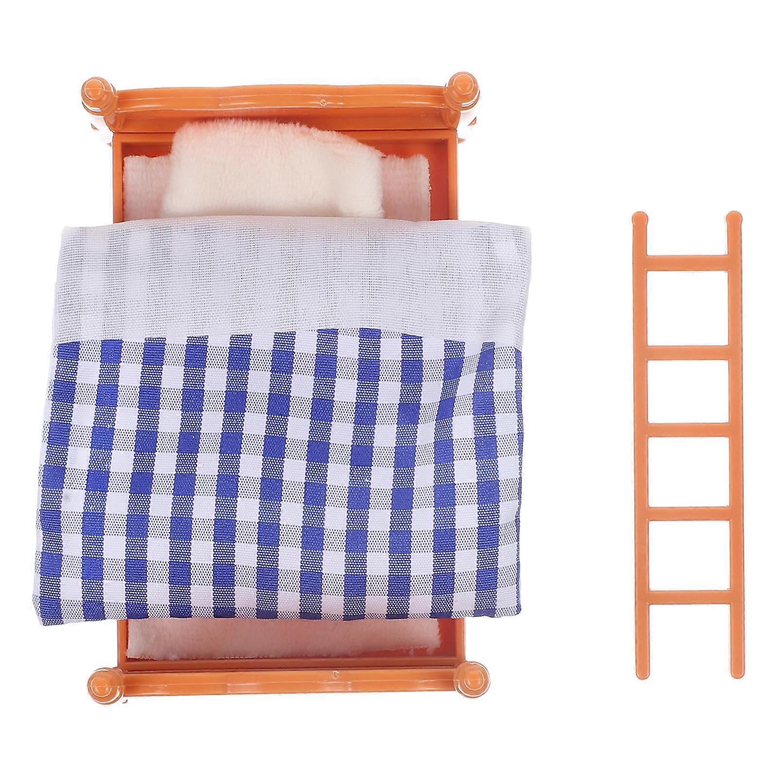 Mini House Furniture DIY Mini Bed Model for Decor 2Sets Blue