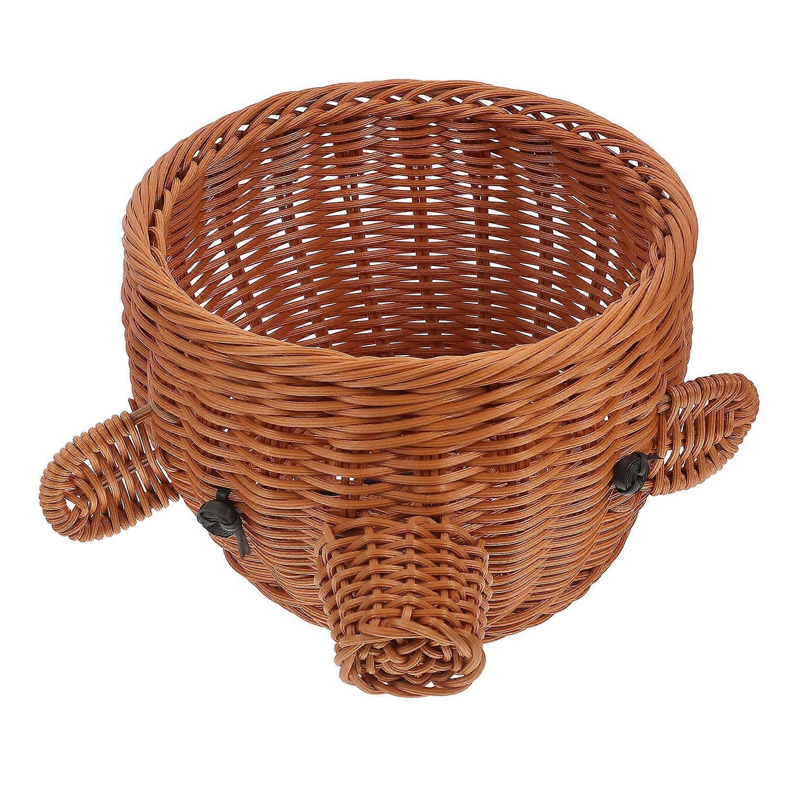 Decorative Basket Imitation Rattan Baskets for Storage 2Pcs Brown for Kitchen