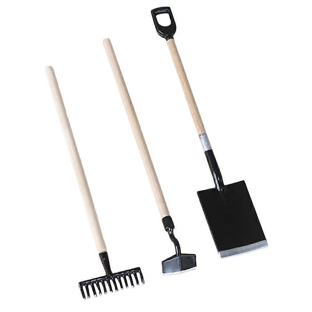 Doll House Gardening Tool Set for Decor 2Sets Miniature Black