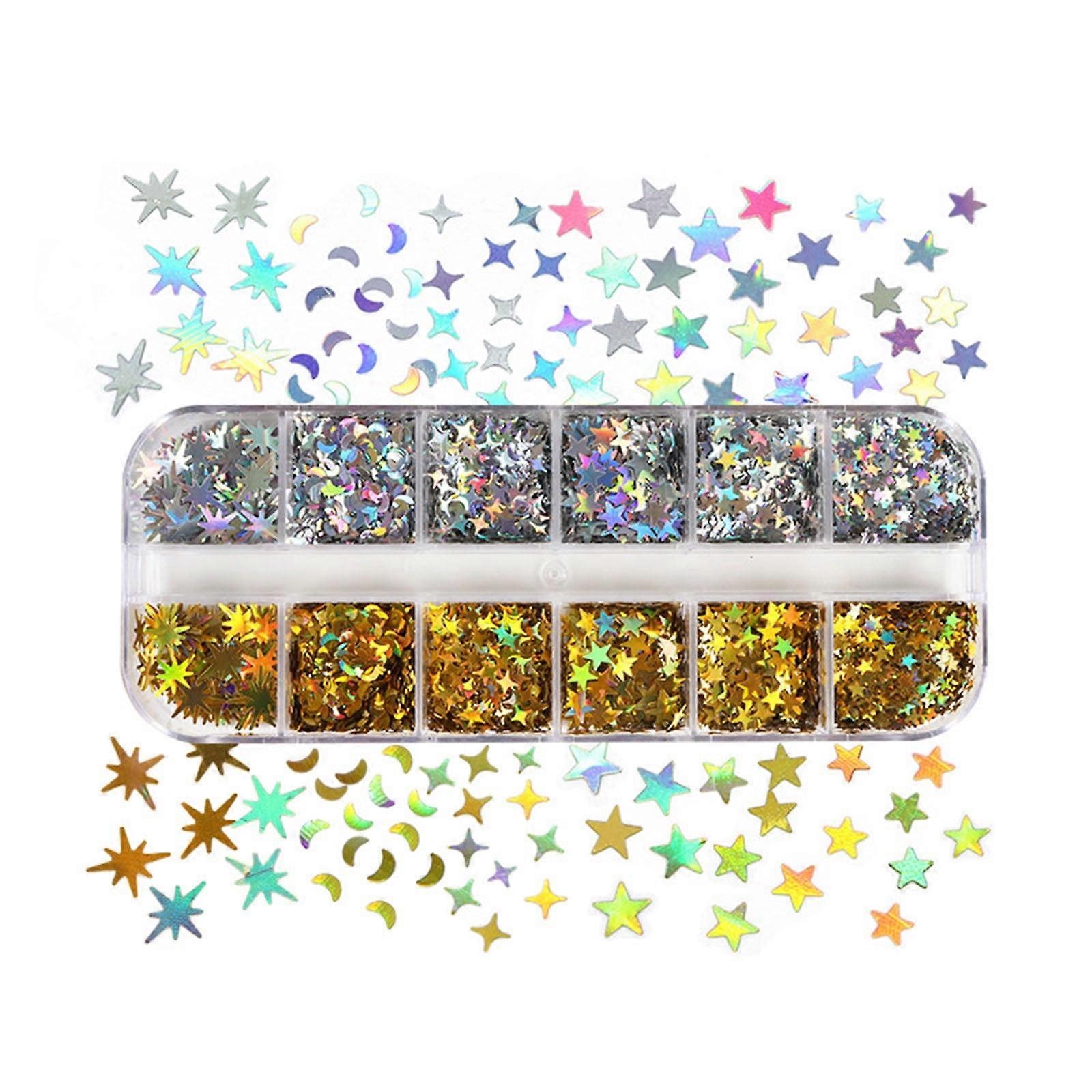 GHOONEY Moon Star Sequins Glitter for Resin Shaker Filler DIY Epoxy Resin Molds Fillings Material Nail Art Sequins Glitters