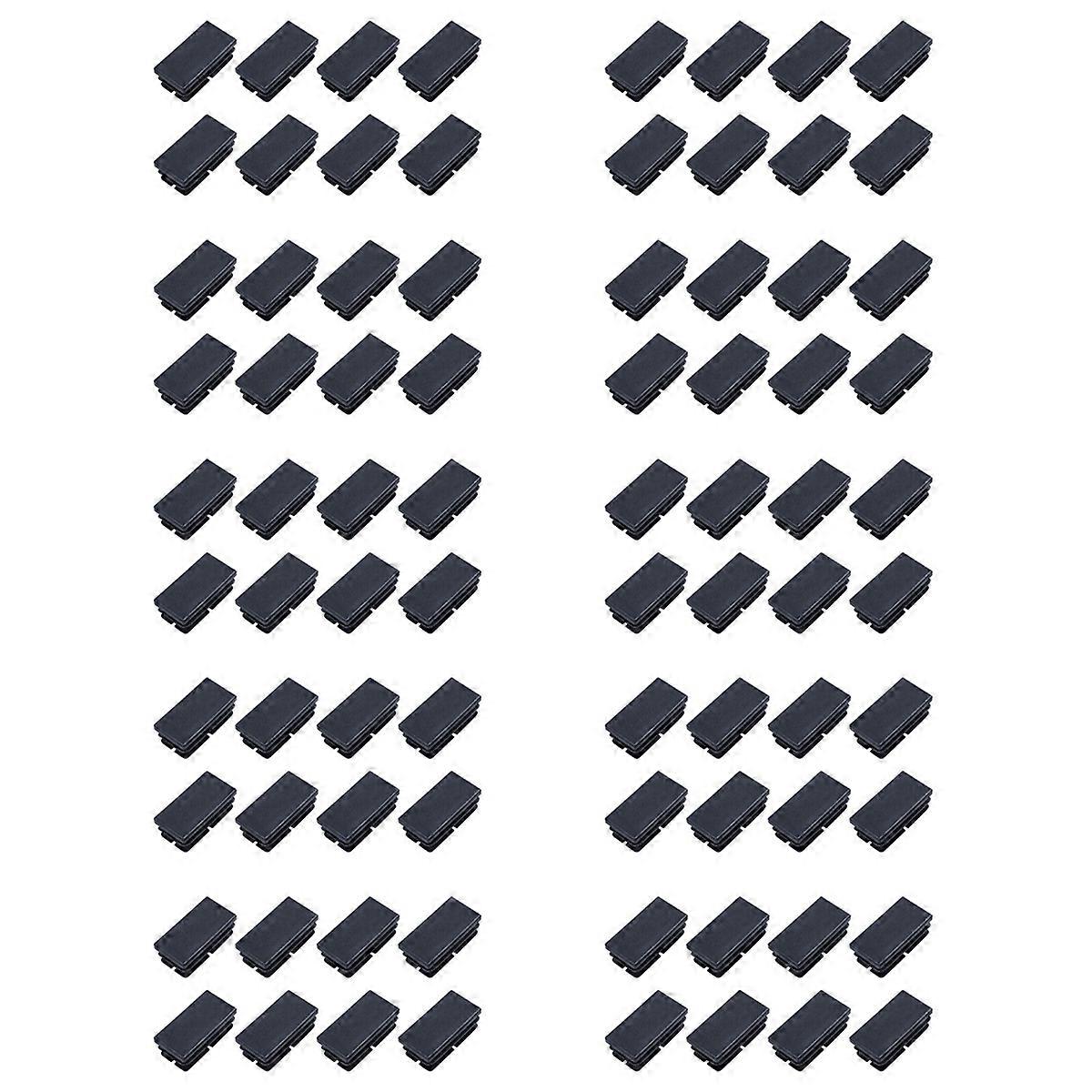 8 Pcs Black Plastic Rectangular Blanking End Caps Inserts 20mm x 40mm