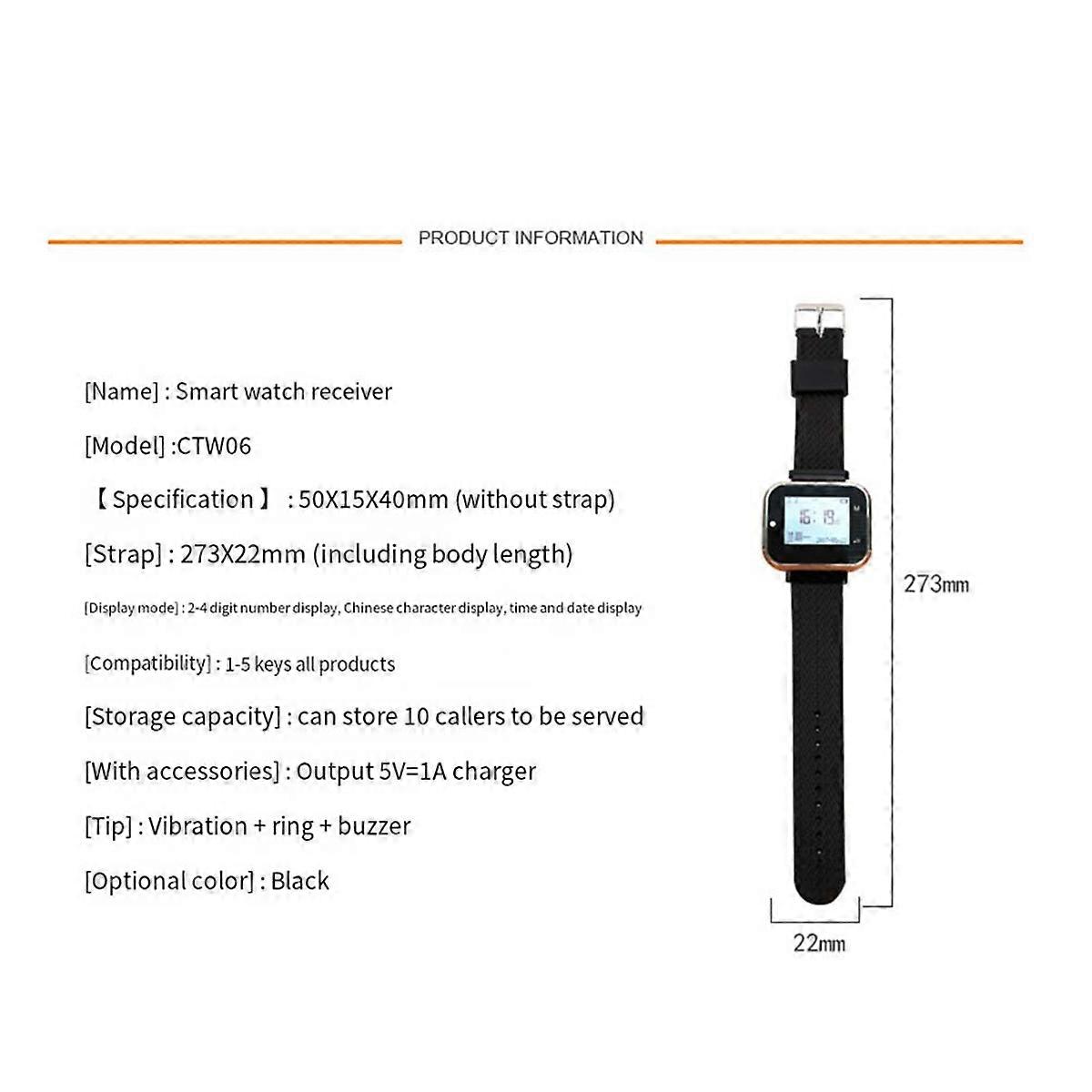 Wireless Calling System Button 2 Watch Waiter Pager (EU)