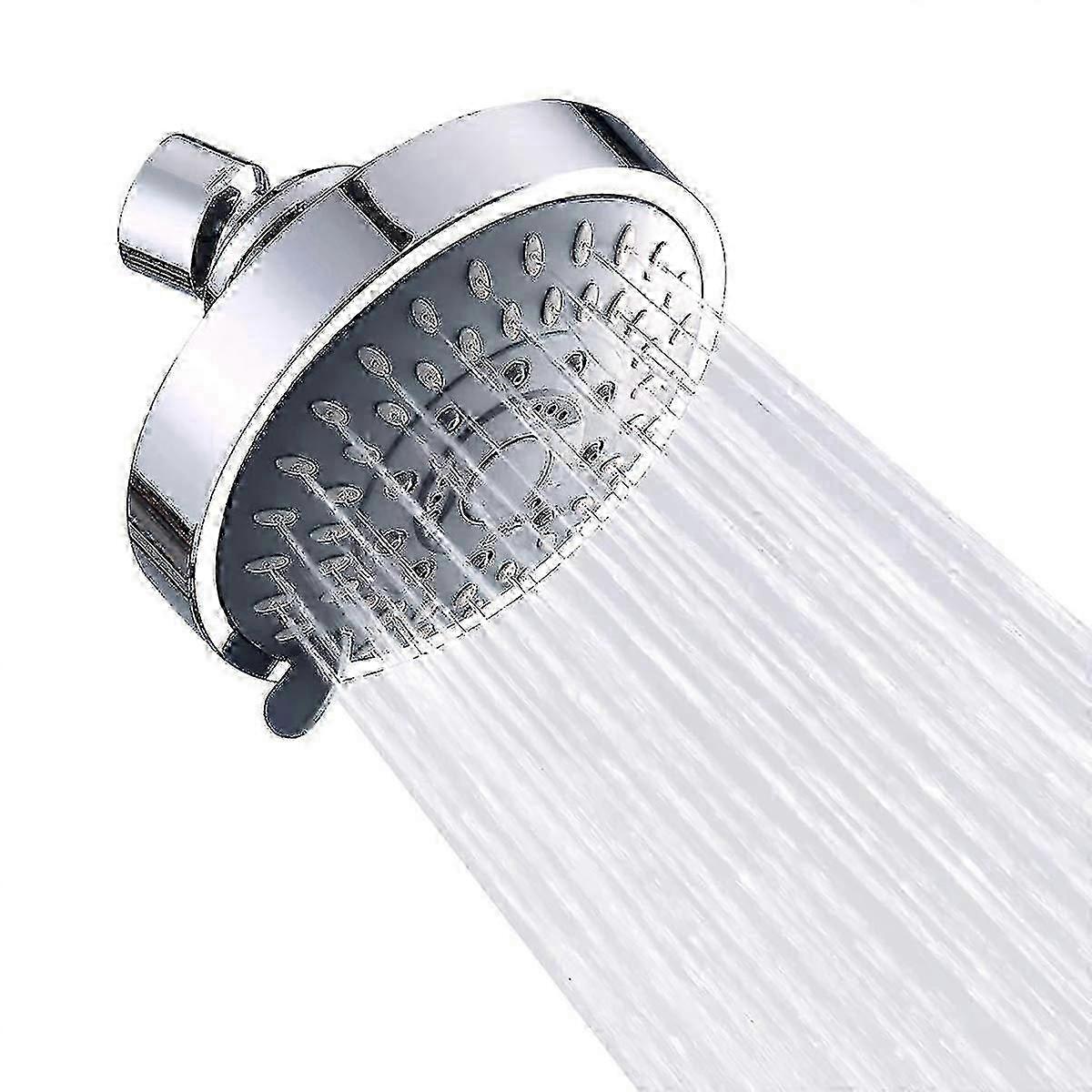 Silver High-Pressure Fixed Showerhead with 4 Inch Wide Coverage - Adjustable Metal Ball Joint for Ultimate Comfort