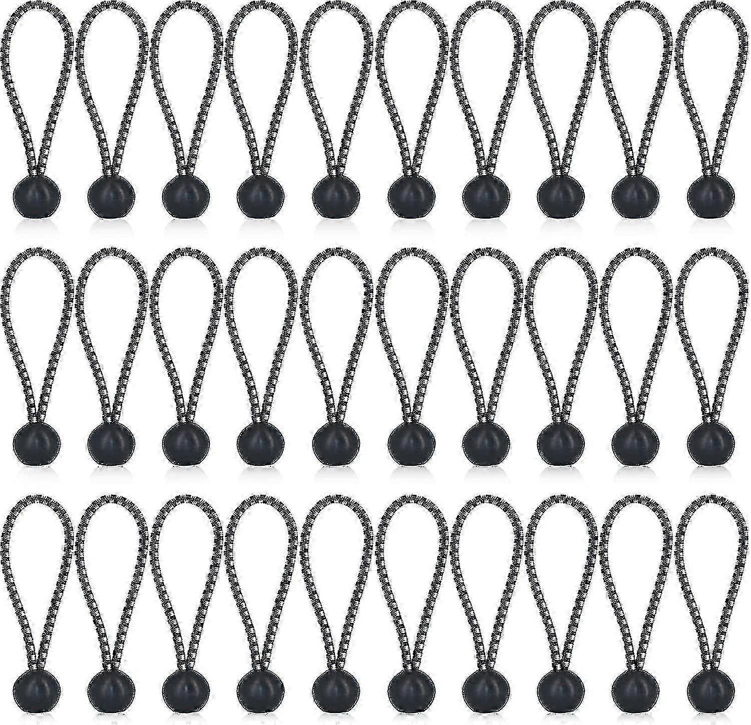 30 Pcs 4 Inch Black Bungee Balls Elastic Ball Ties for Securing Cargo