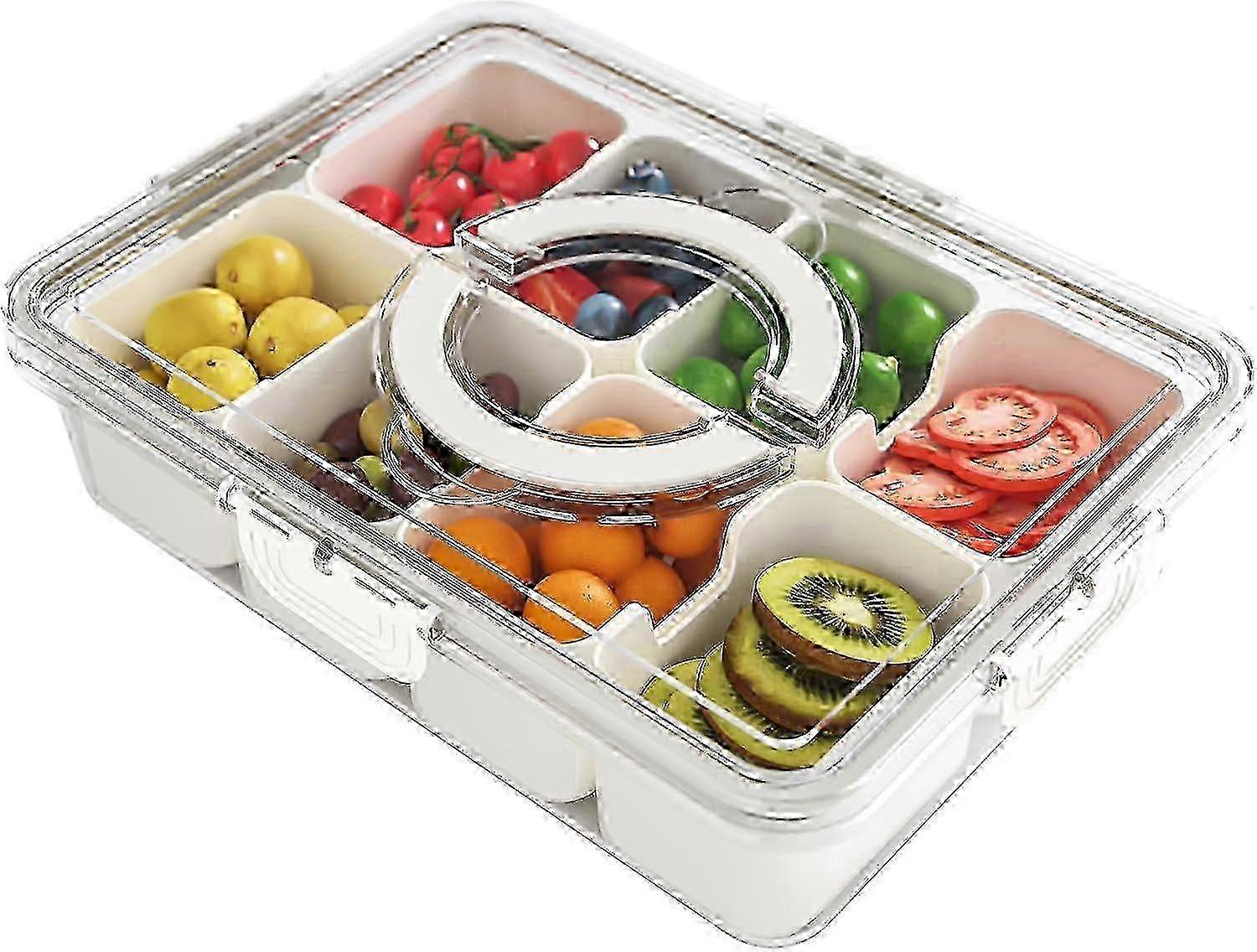 Snackle Box Container with Lid & Handle - Divided Serving Tray, Travel Snack Organizer, Charcuterie & Food Storage Container