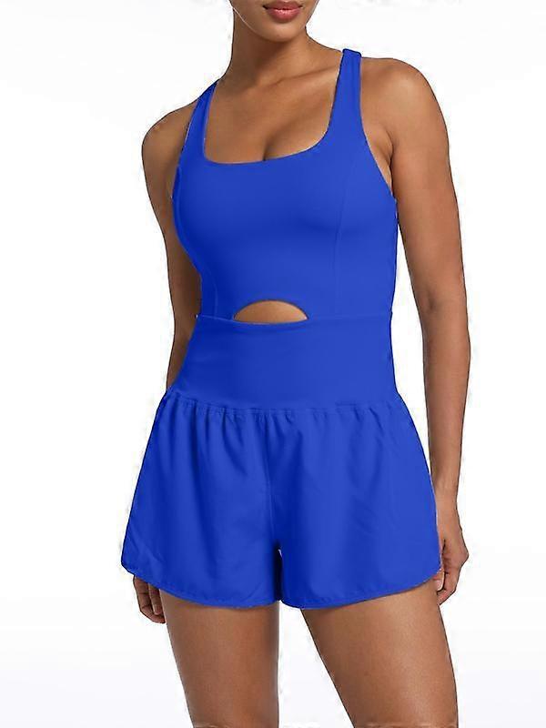 Women's Plain Criss Cross Cut Out Romper Square