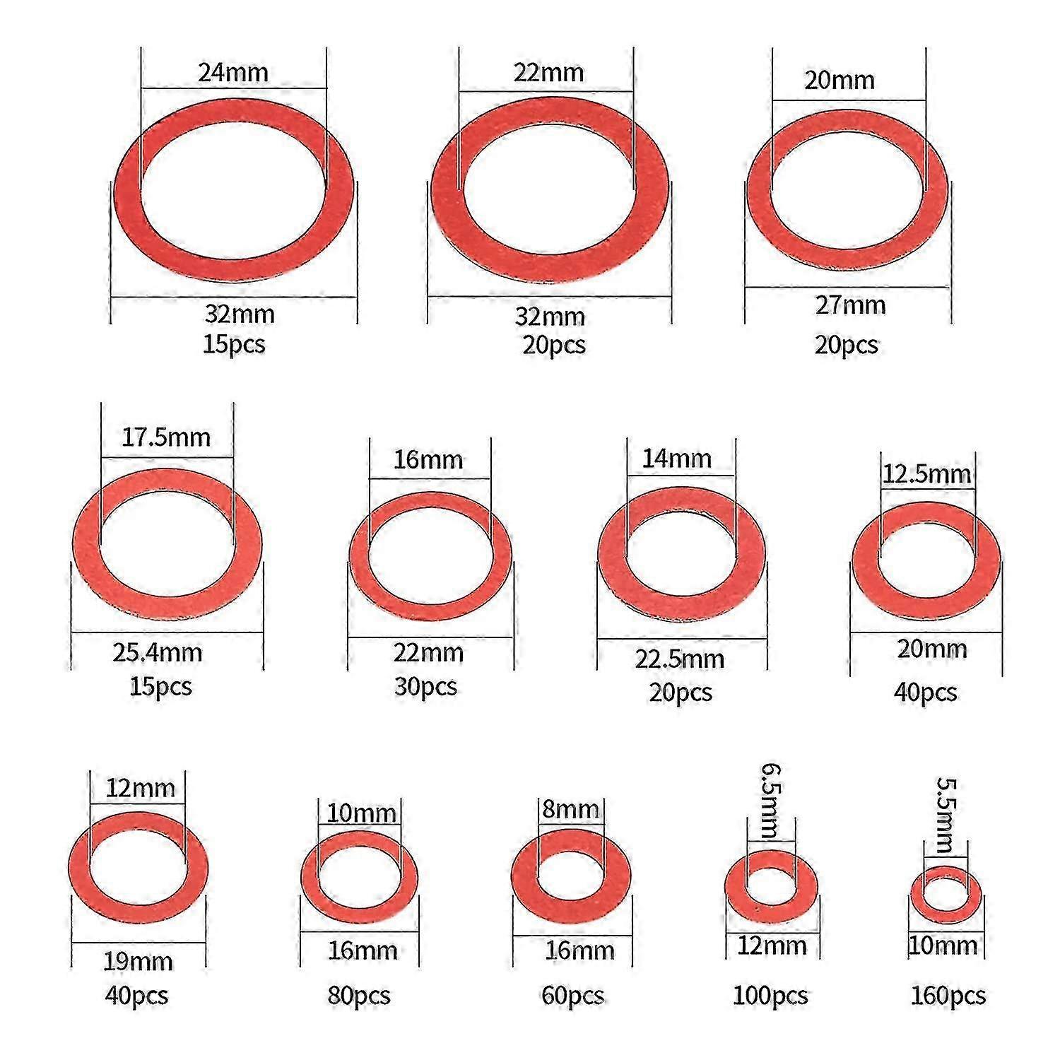 600pcs Fibre Washer Assorted Kit 12 Size Red Steel Paper Fiber Flat Washer Kit Flat Ring Seal Assortment Kit Edition 1023