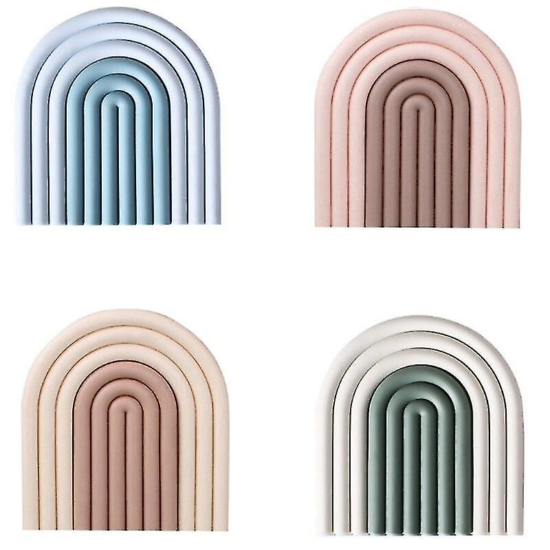 Coasters 4pcs Insulation Pad Silicone Anti Scalding Pad Table Mat Rainbow Placemat Household Coaster