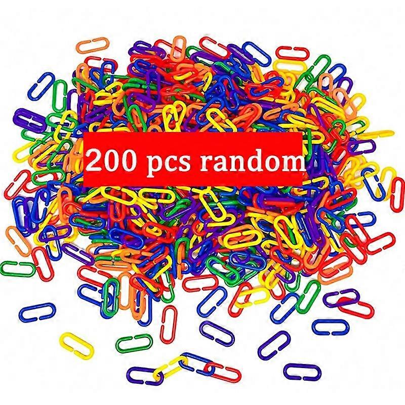 100-200PCS Rainbow C-shaped Plastic Buckles, Bird Swing and Climbing Chain Cage Toy Hooks, DIY Children's Classroom Learning Toy