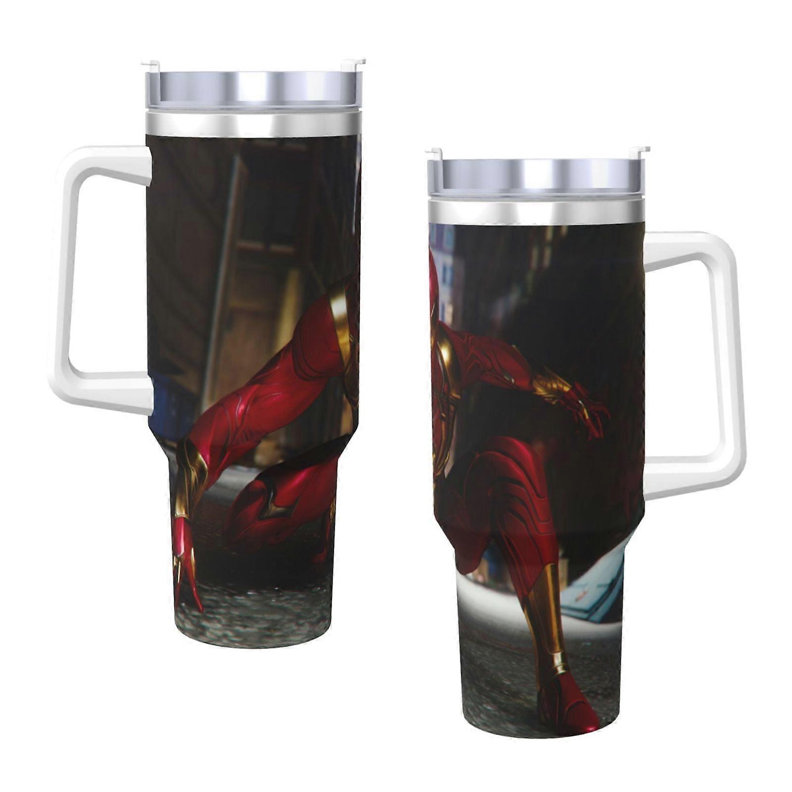 스파이더맨 40oz H2.0 스테인리스 스틸 진공 단열 텀블러 (뚜껑 및 빨대 포함, 물, 아이스티 또는 커피, 스무디용)