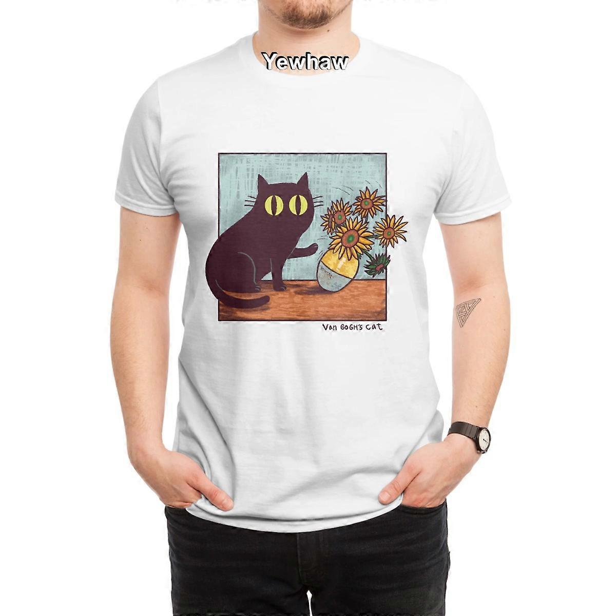 Van Gogh's Cat #2 Tričko černá kočka slunečnice minimalistický