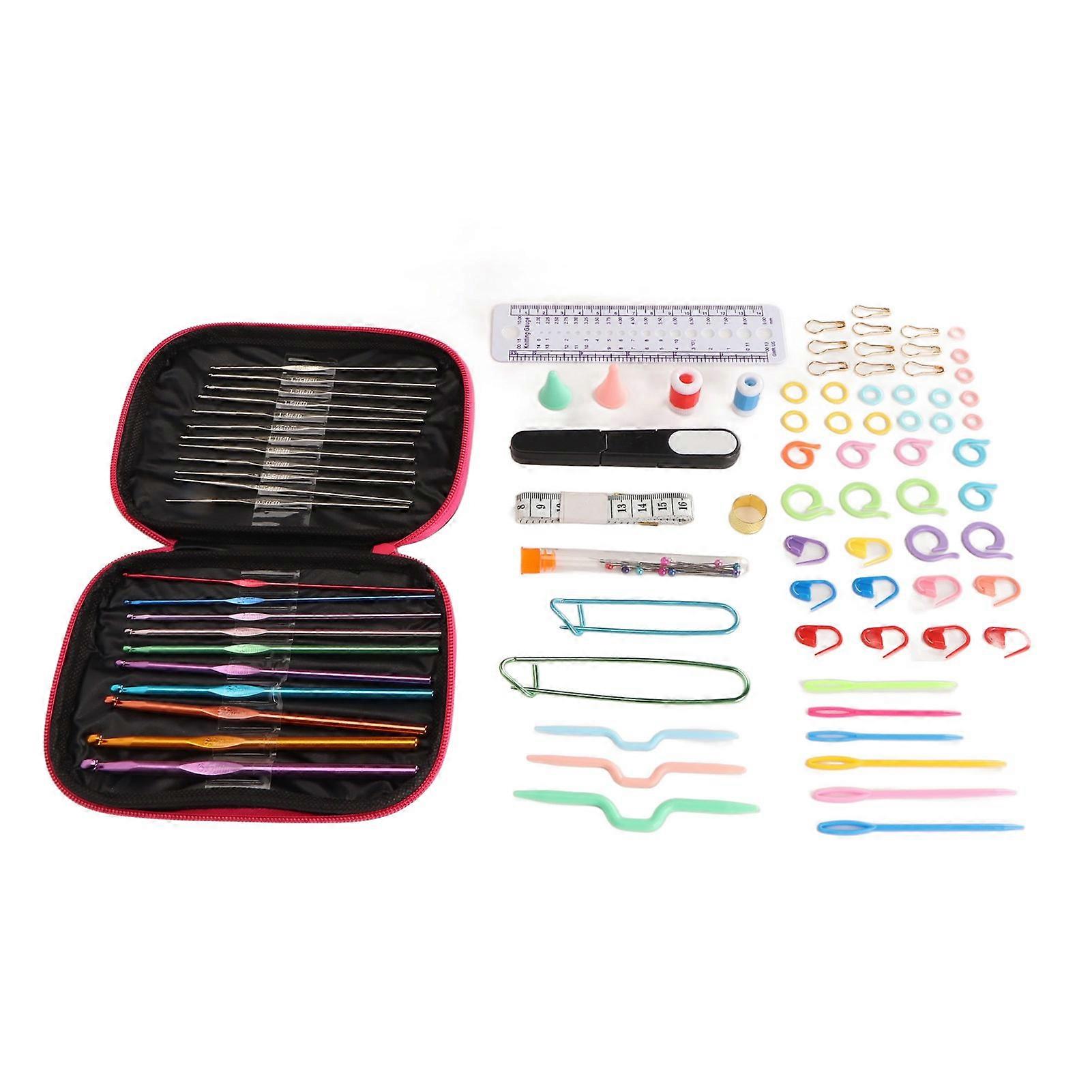 100Pcs Crochet Hooks Set Crochet Kit with Storage Case Ergonomic Crochet Hooks DIY Hand Knitting Craft Art Tools for Beginners 