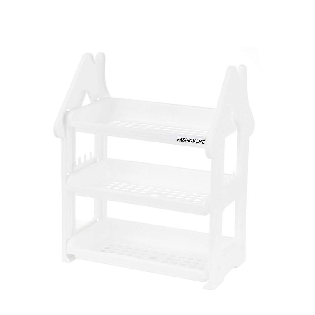 9051 Small House Rack, 3-Layer Kitchen Countertop Storage Rack Compatible with Spice Jars, Ivory White