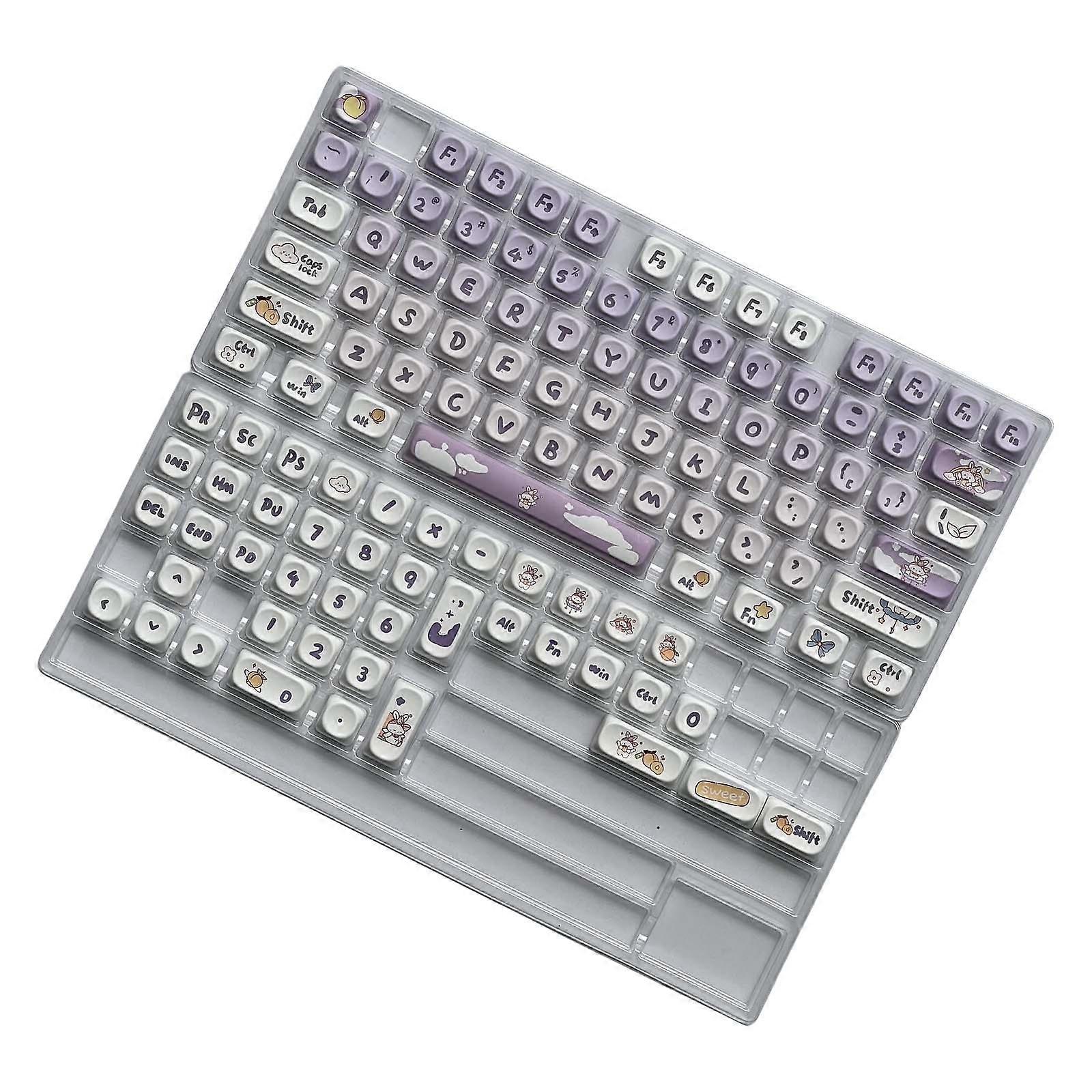 116Keys PBT Keycaps Cartoon Rabbit Keycap Set MOA height Heat Sublimated for Mechanical Keyboard Switches Multicolor