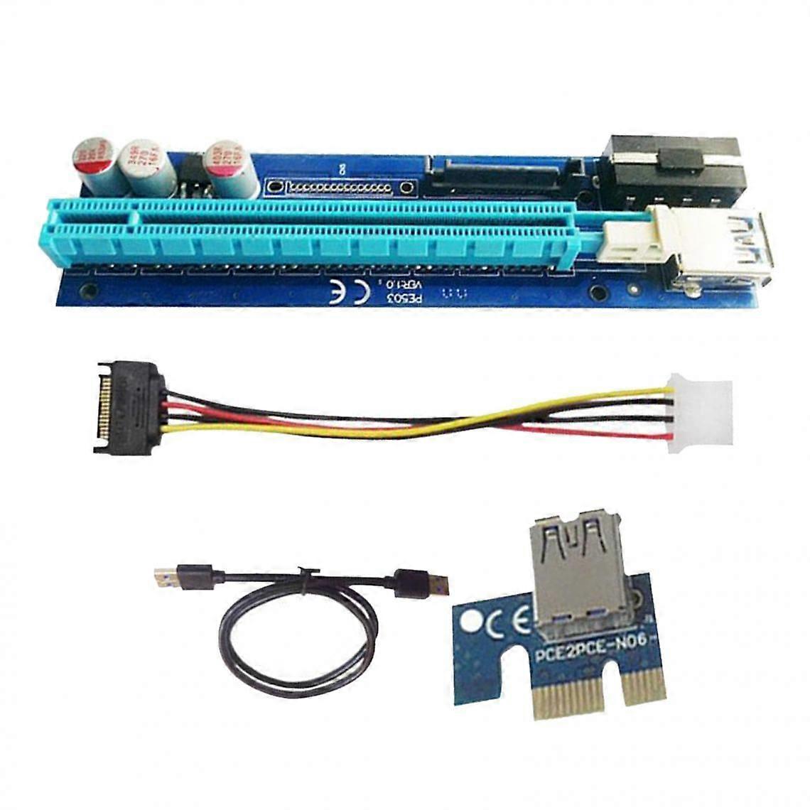 PE503 PCI-E Riser Card 4PIN SATA PCIE 1X 16X Adapter for Bitcoin, Simple Installation