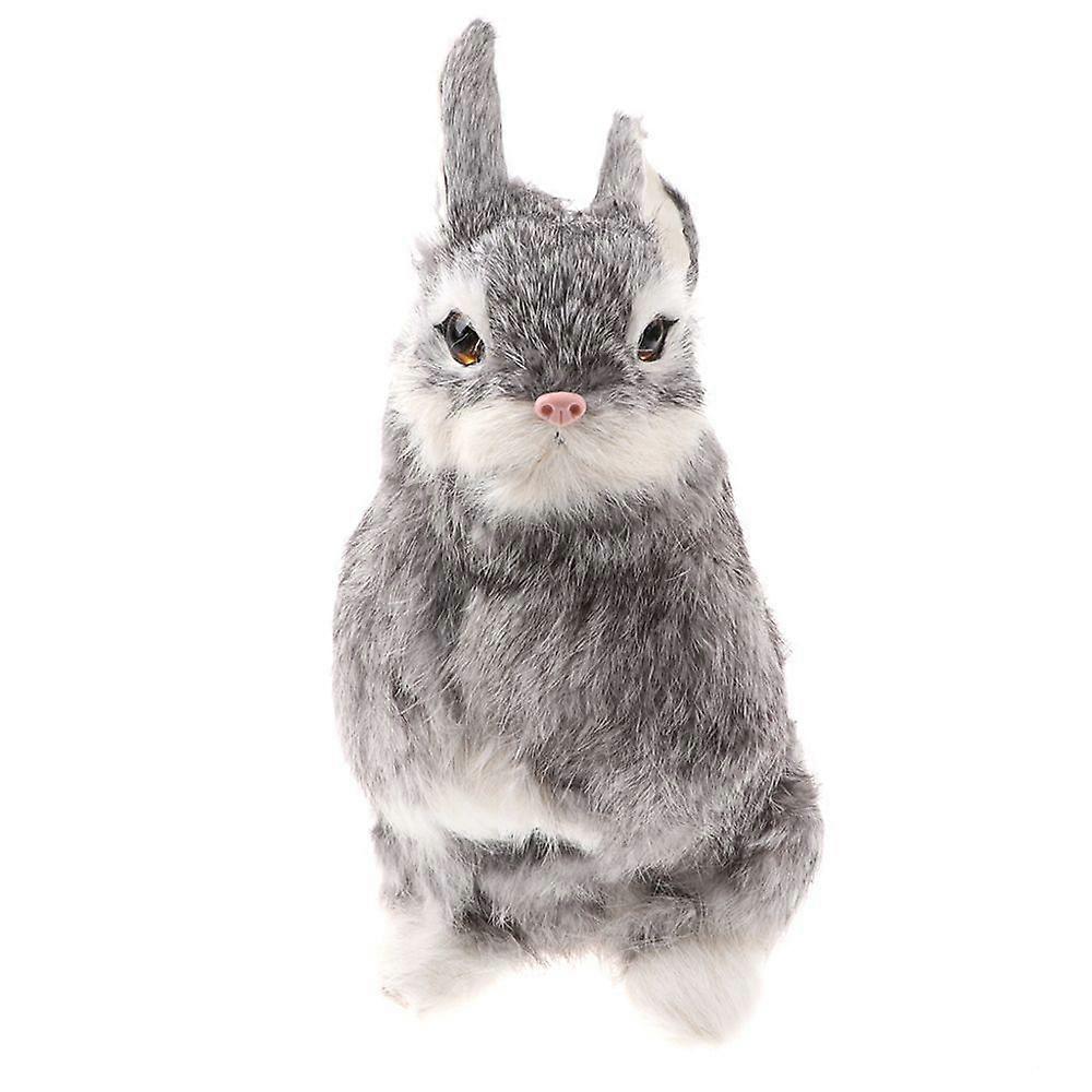 Realistic Simulation Animal Crouching Figure Rabbit Toy Birthday Gift Gray