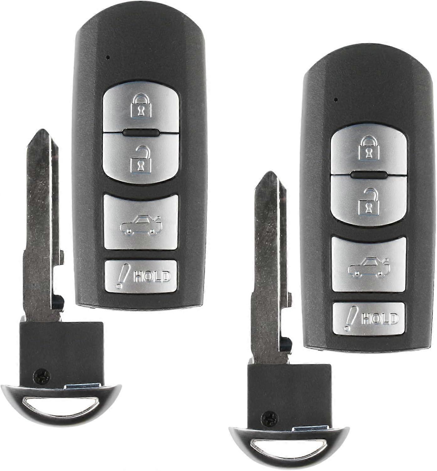 2x Keyless Option Remote Smart 4btn Key Fob For Mazda (WAZSKE13D01)  Two