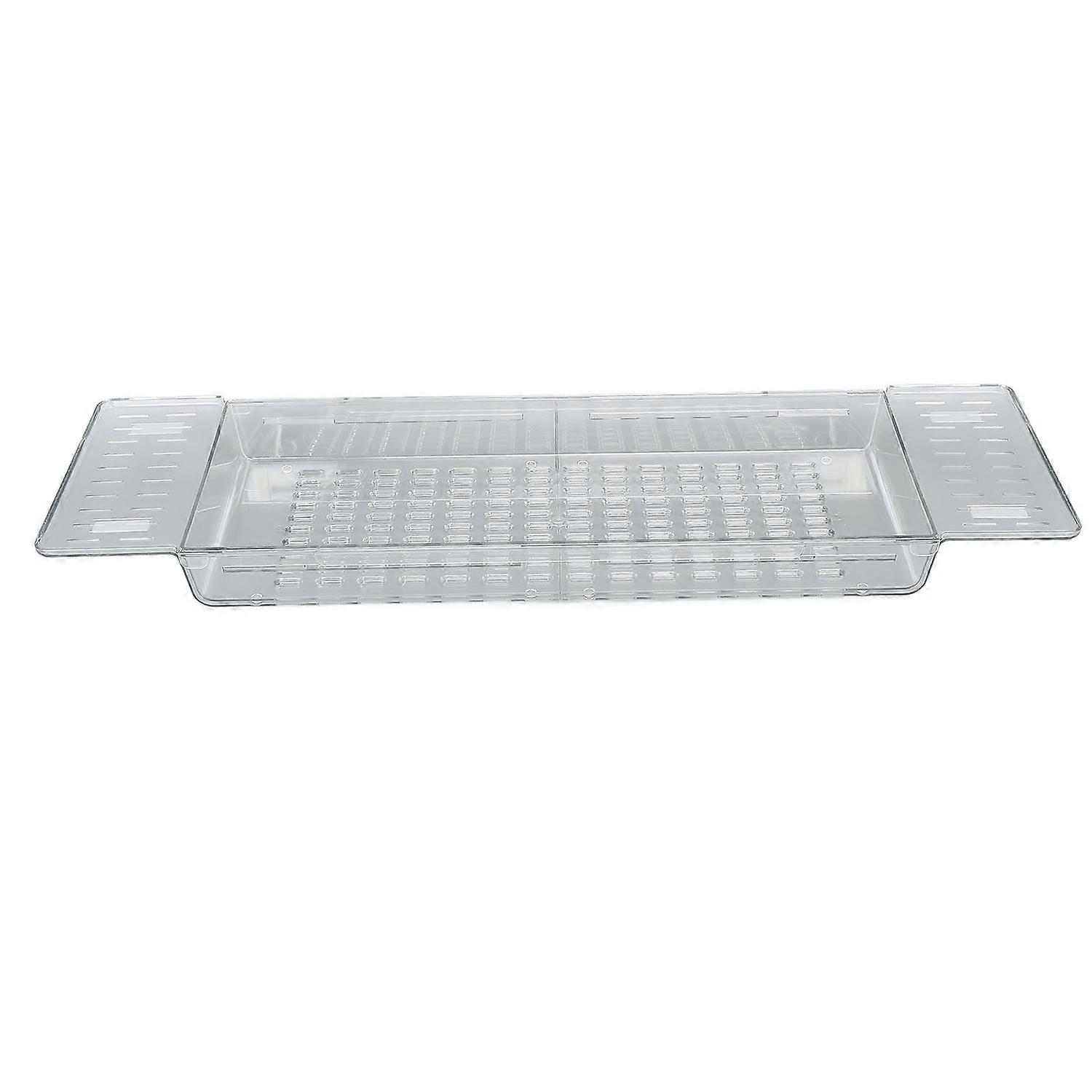 Bathtub Tray Table Extendable Draining Large Capacity Waterproof Bath Shelf for Bathroom Transparent