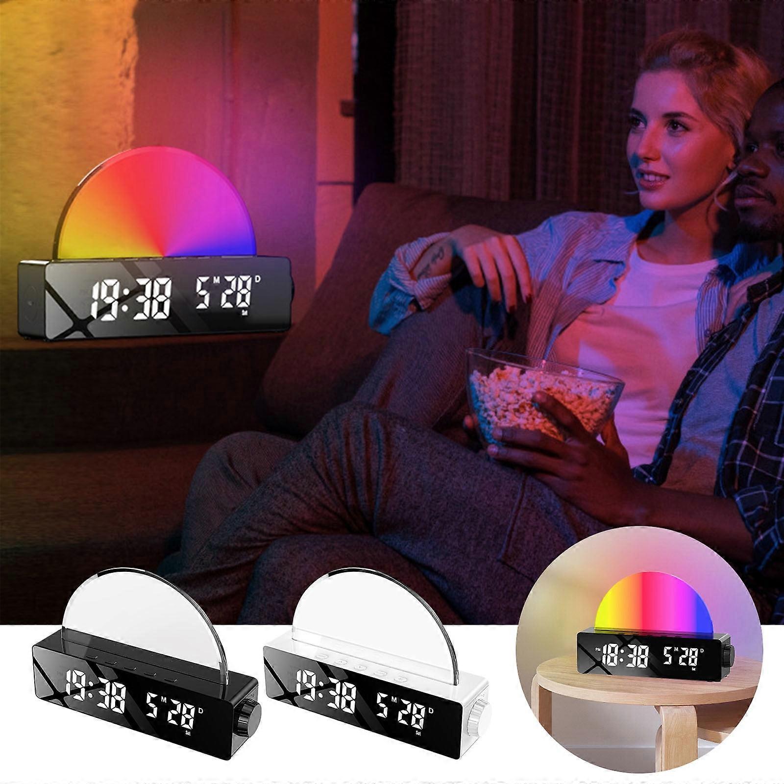 Jacenvly Chinese New Year Decorations 2024, USB Glowing Color Mirror Clock with Dual Alarm, Digital Desktop Clock for Home Decor, Black