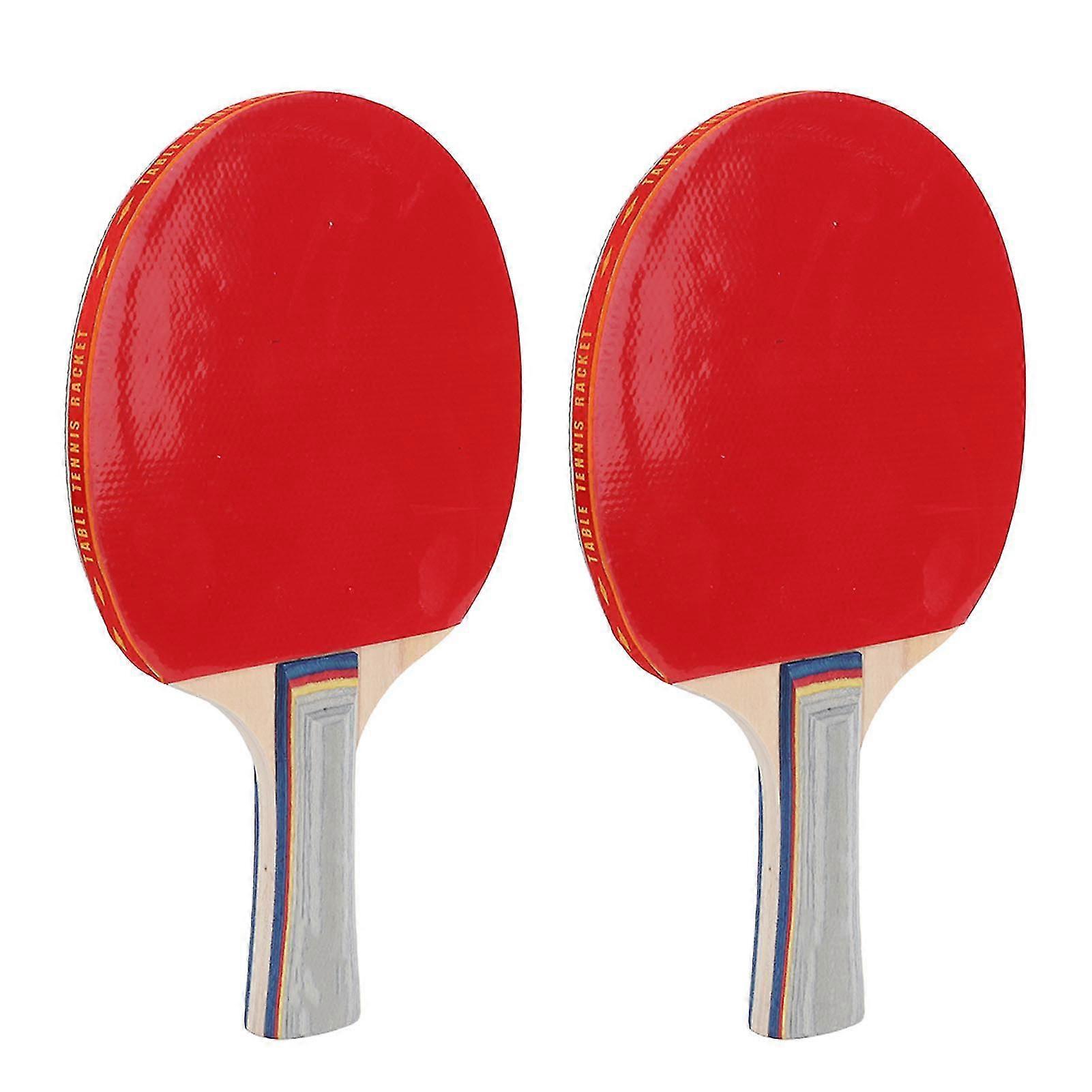 2 Set Table Tennis Rackets 25.3x14.9cm Double-Sided Rubber Balls