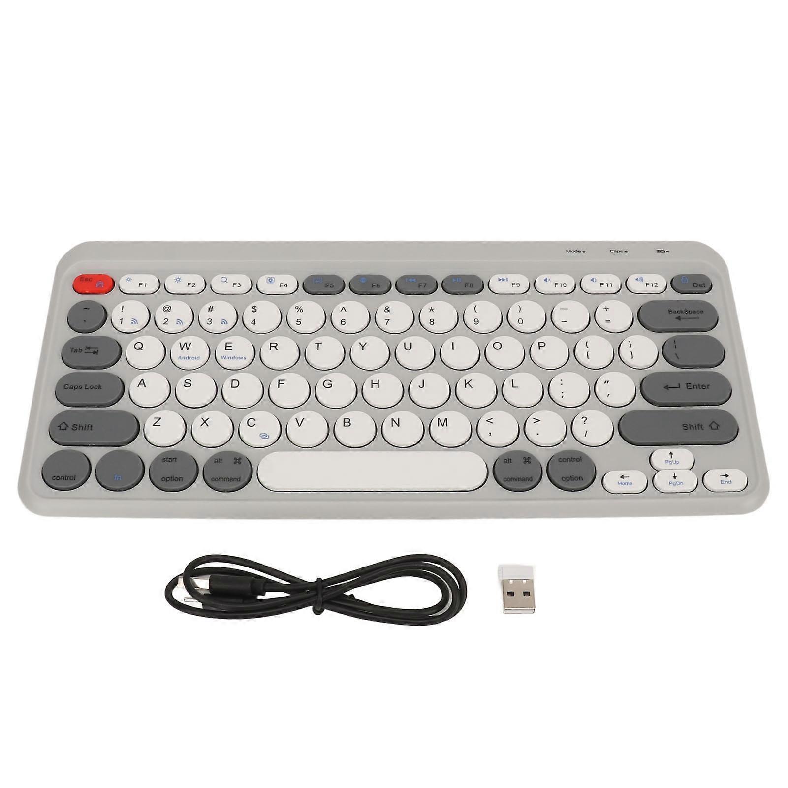 Compact Round Keycaps Mini Keyboard Wireless Bluetooth 2.4G Dual Mode for Windows iOS Android