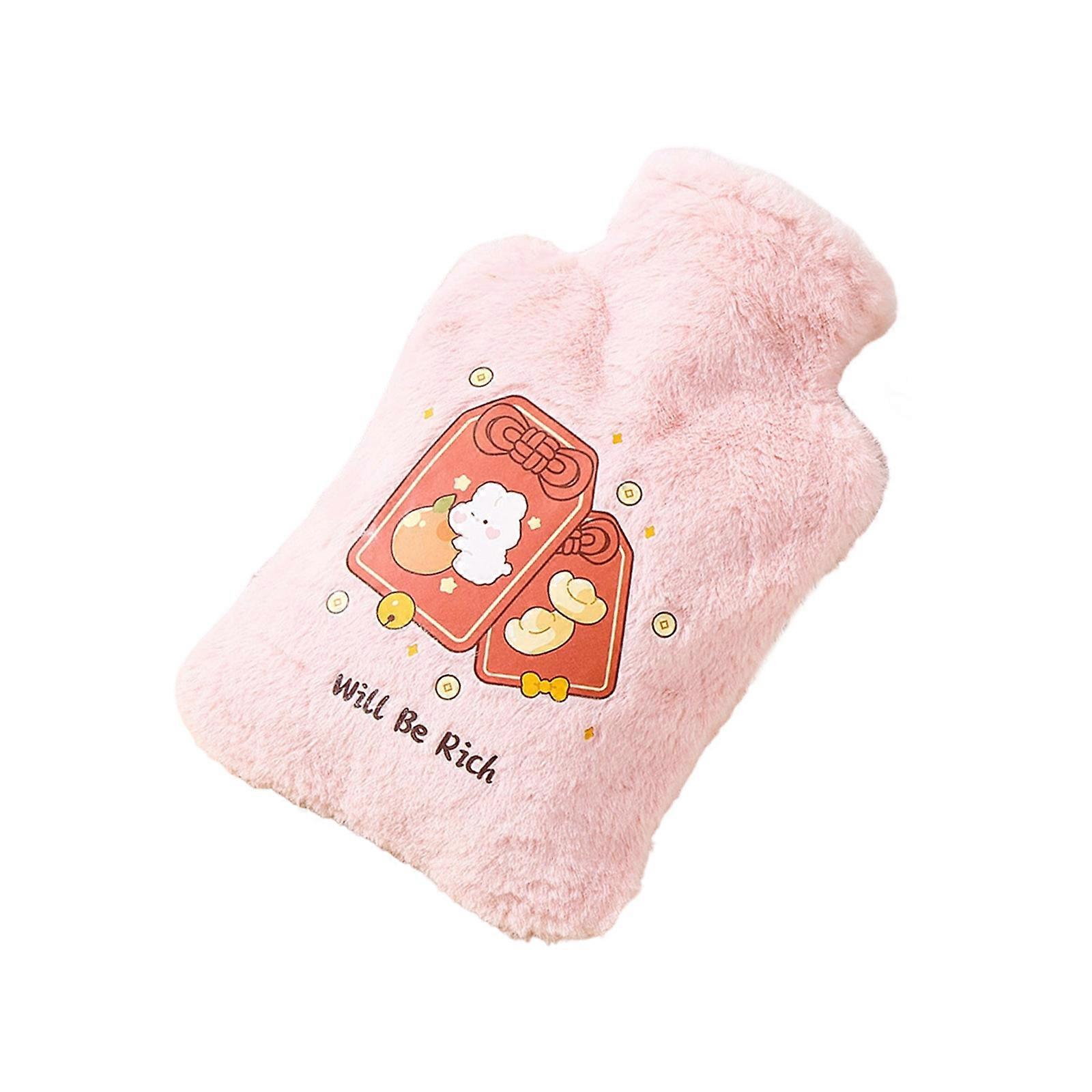 PVC Hot Water Bottle With Cartoon Soft Plush Cover For Winter Warmth And Leak Resistant Design Hand Warming Device  4 1