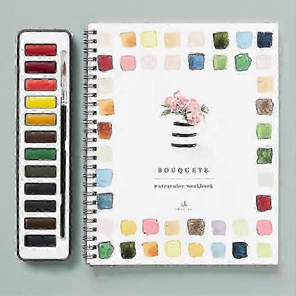 Watercolor Workbook Flower Watercolor Work Books Simple Painting Projects for Beginners to Calm