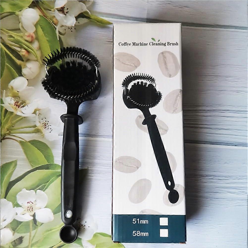 Espresso Machine Cleaning Brush with Removable Nylon Bristles and Spoon 51mm 58mm Portafilter