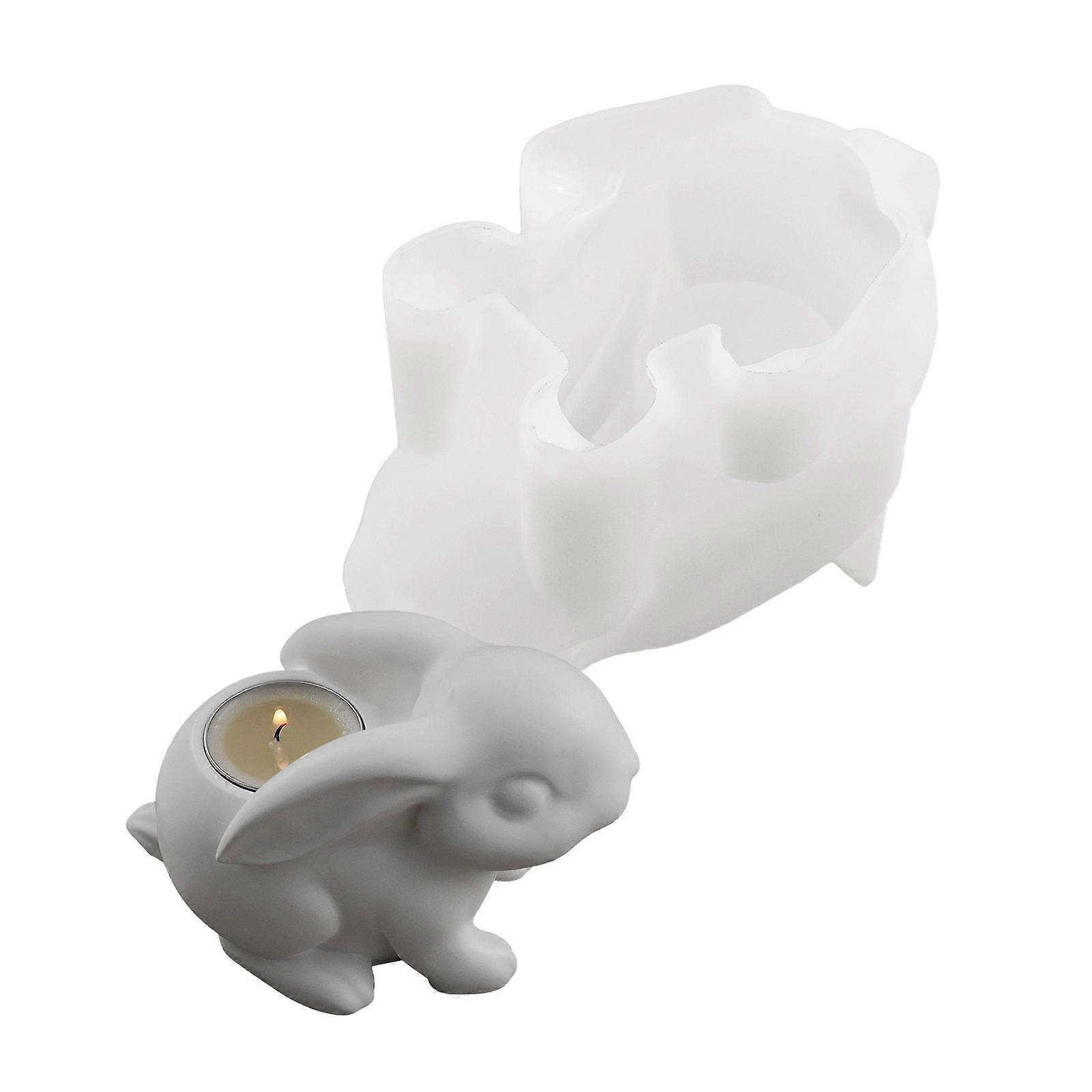 Rabbit Shape Silicone Mold Easy Releasing Silicone Molds Suitable for Crafting Decorative Containers and Candle Holders Multicolor