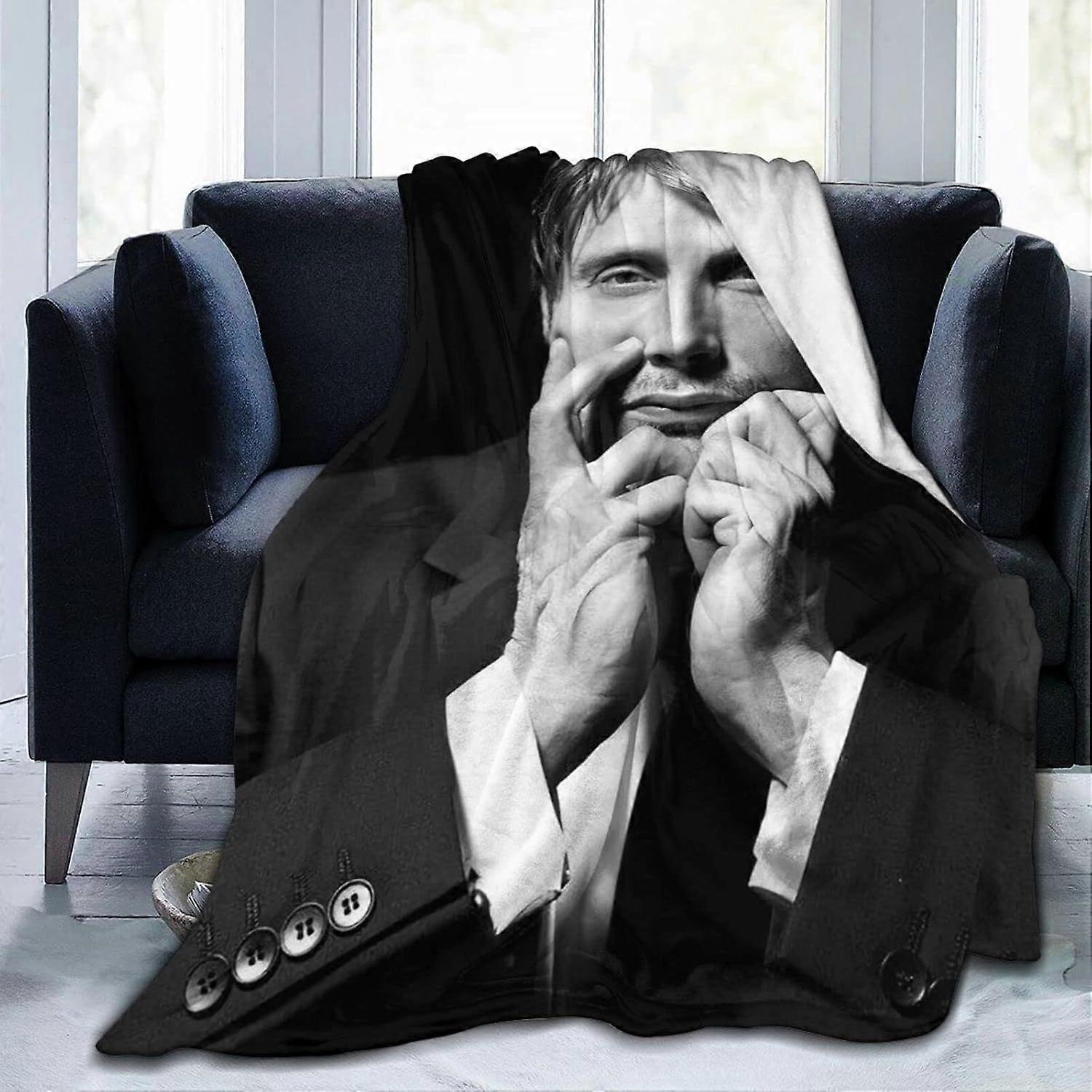 Mads Mikkelsen Filt Lammfilt D-tryck Plyschfilt Sängkläder Dekor Filt för Vardagsrum Sovrum Studentrumsdekor - mnvca285