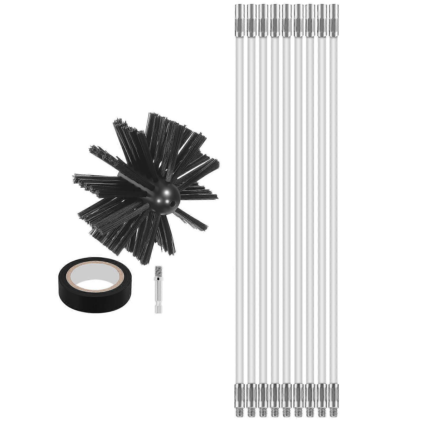 Telescoping Chimney Cleaning Tool With Interchangeable Brushes Ergonomic Handle Design For Efficient Soot Elimination Multicolor