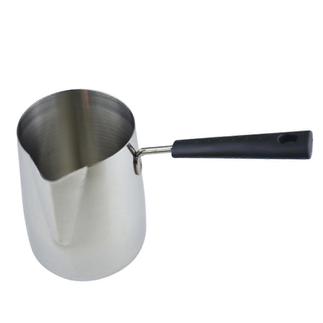Stainless Steel Milk Frothing Jug with Long Handle and Precision Spout for Latte Art and Espresso