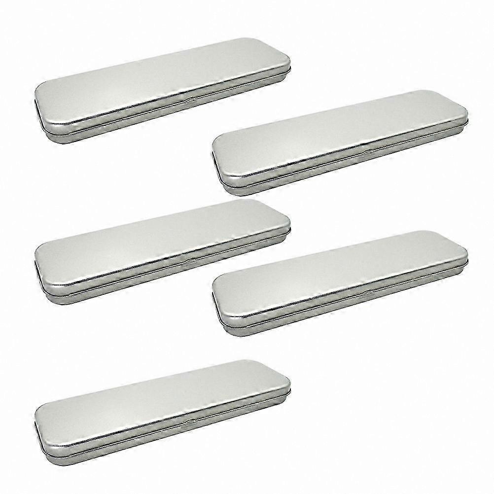 5-Pack Rectangular Metal Pencil Cases, Frosted Single-Layer Pen Boxes, Durable Tinplate Storage for Students