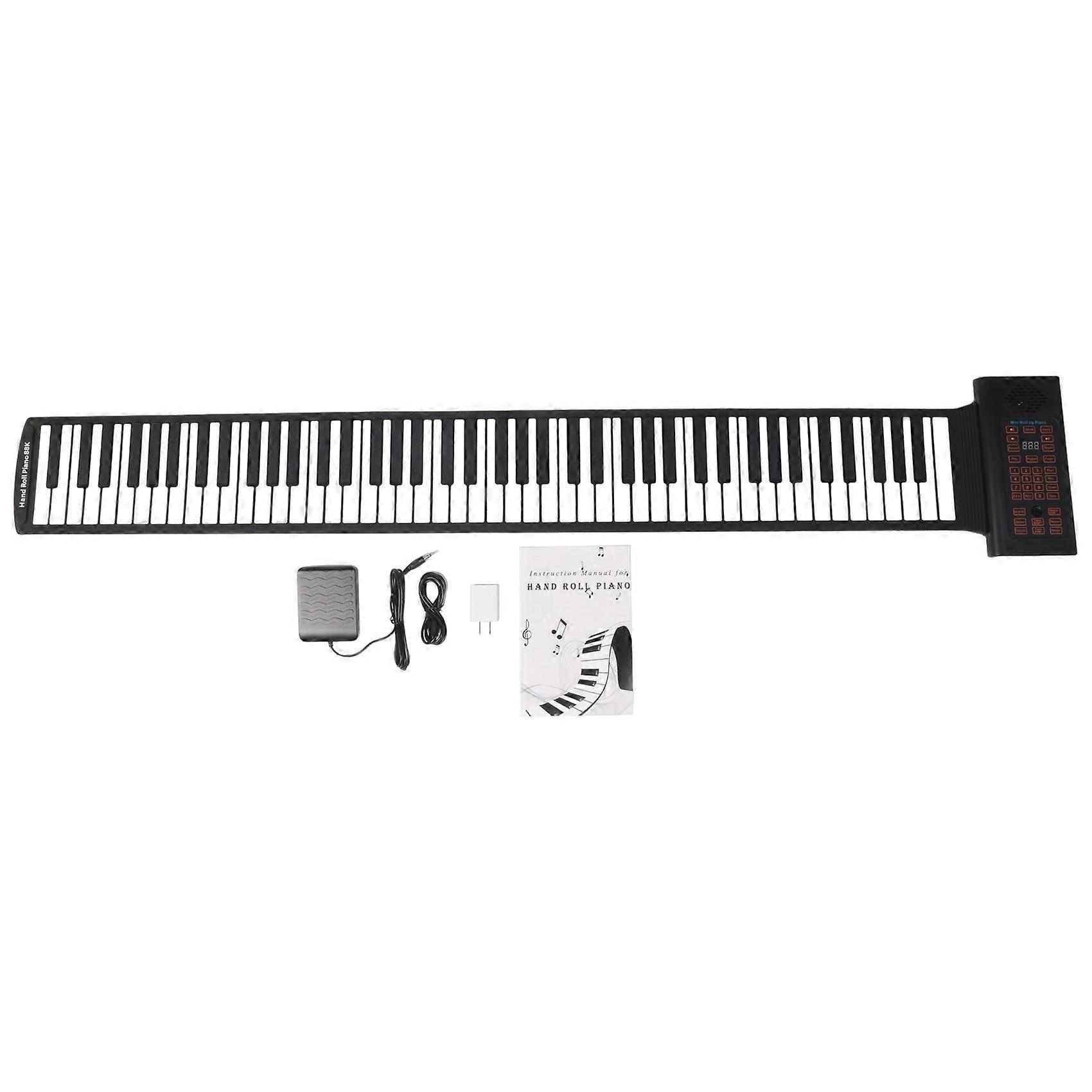 Portable Keyboard Piano Roll Up 88 Keys Electronic Keyboard Flexible Silicone with Rechargeable Battery for Kid Gift
