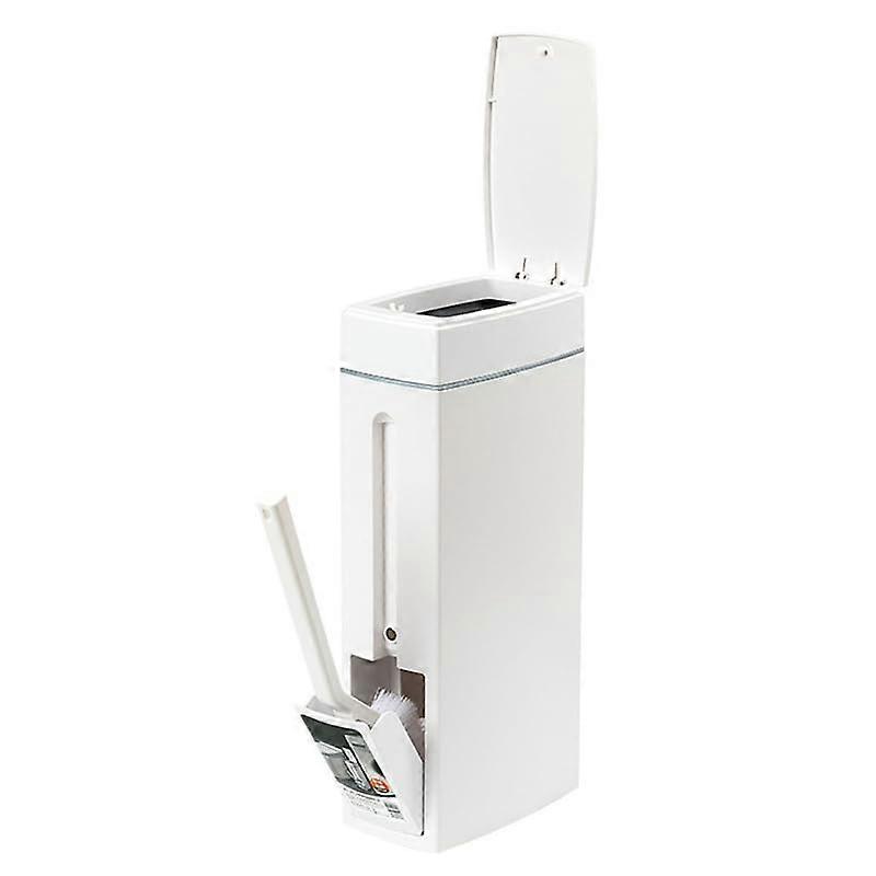 Bathroom Trash Can With Lid 4.5L Includes Toilet Brush PressLocking  Lid Home Wastebasket