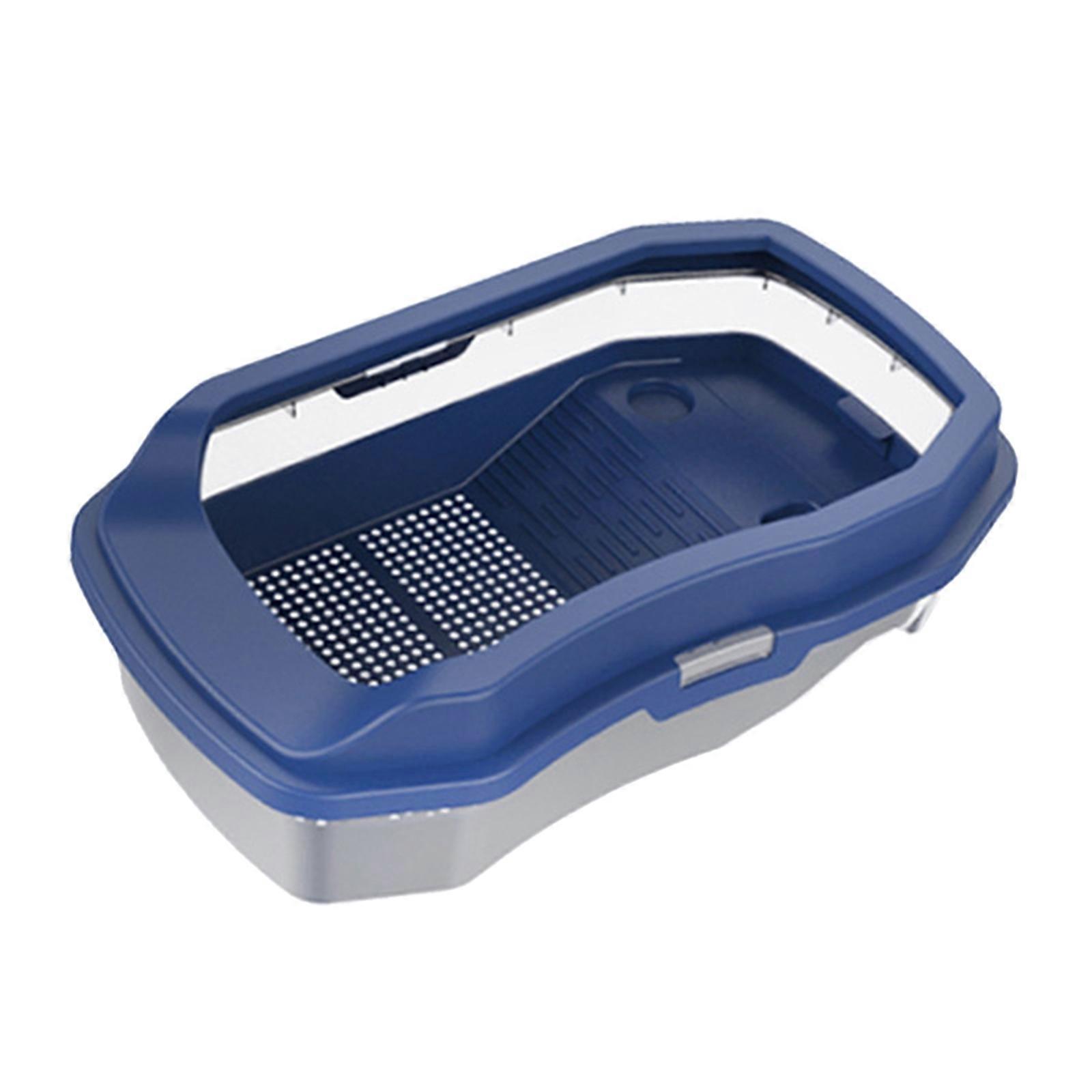 מיכל טרריומים של צבים עם תחתית ניקוז מיכל אגן צב פלסטיק אקווריום זוחלים להפרדה לטרפינים, עם רמפות כחולות L